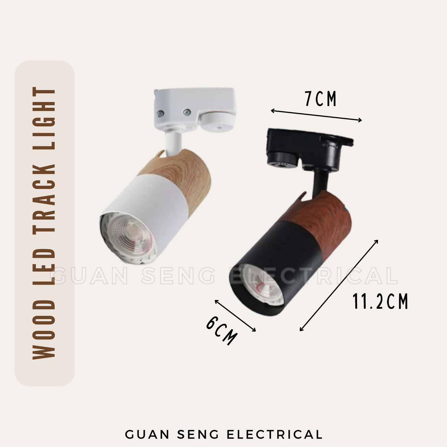 Laminate Wood LED Track Light GU10 LED Bulb Holder