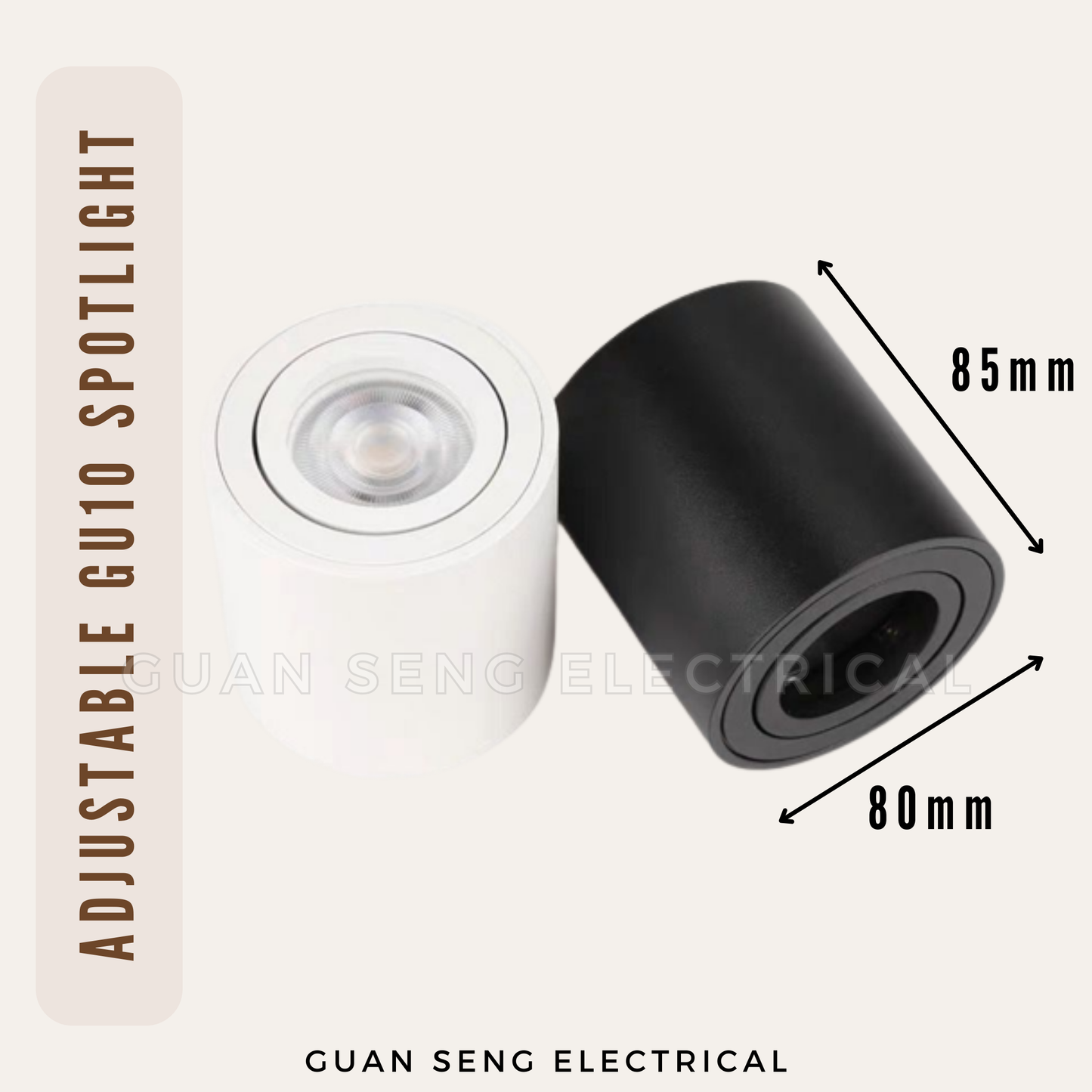 LED GU10 Adjustable Surface Spotlight Black White