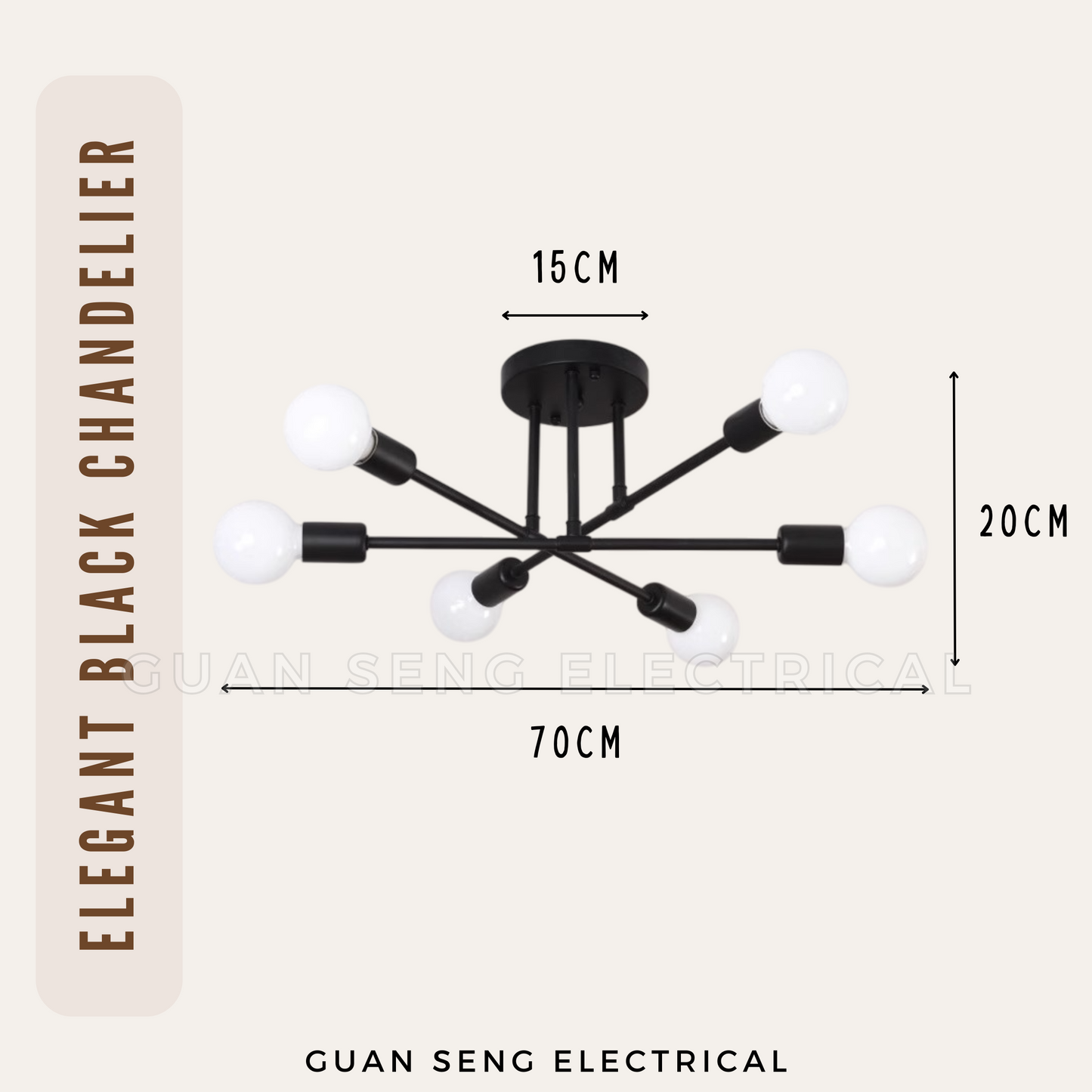 Elegant Black LED Chandelier Ceiling Light