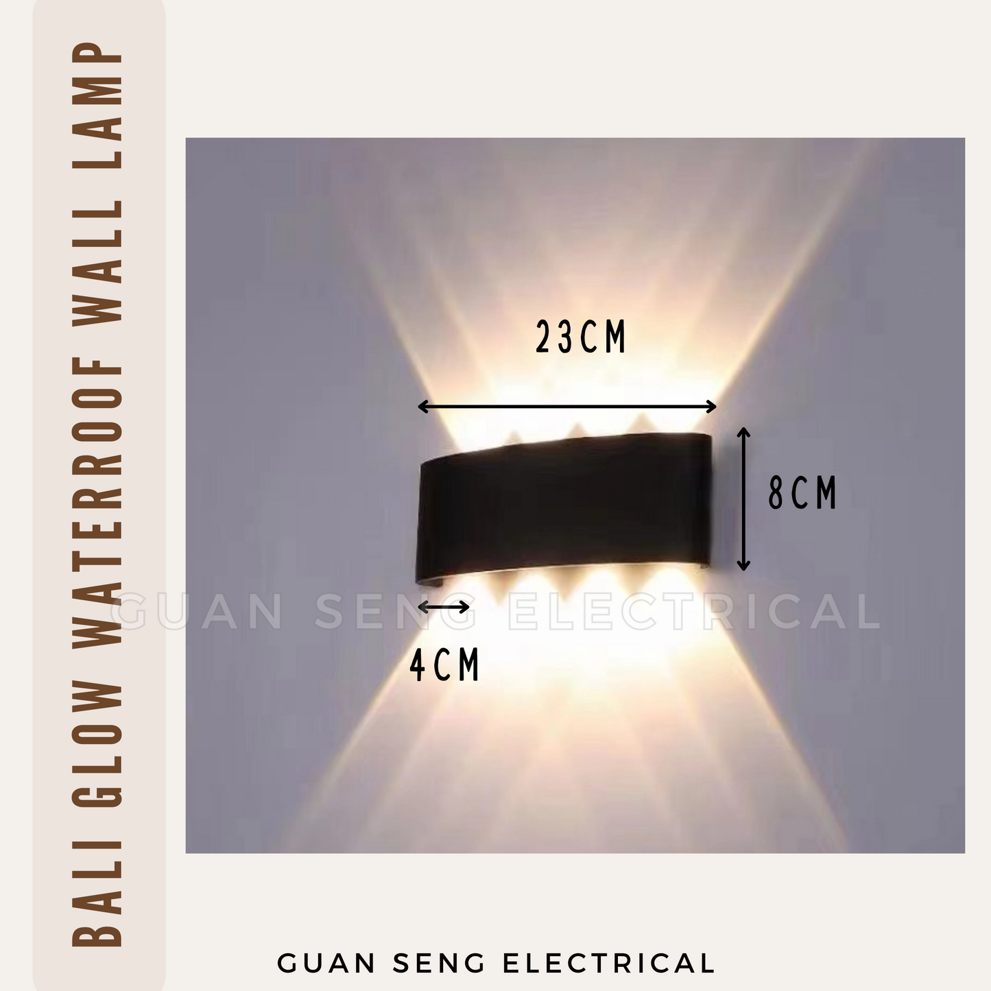 Bali Glow Waterproof Wall Lamp IP65 8W LED Indoor Outdoor Light Black White