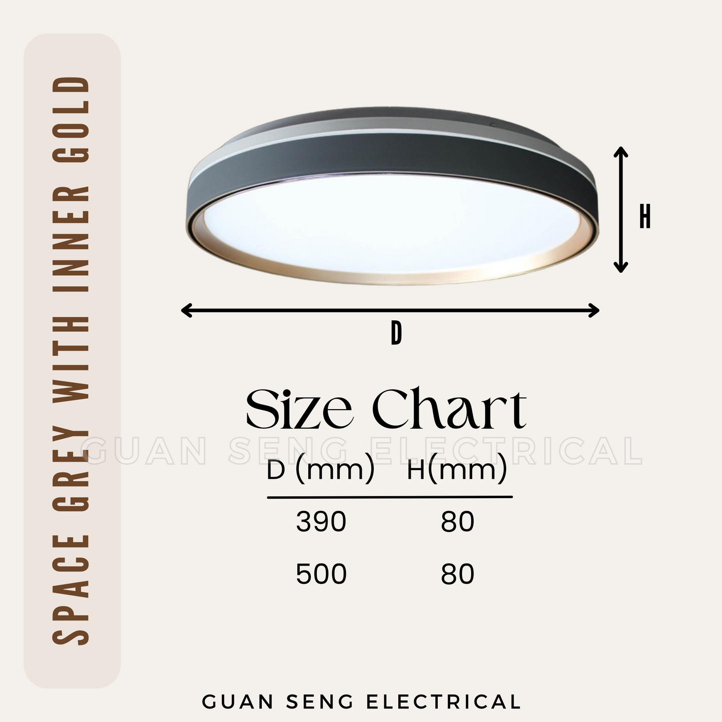 Space Grey with Inner Gold Ceiling Light 36W 48W