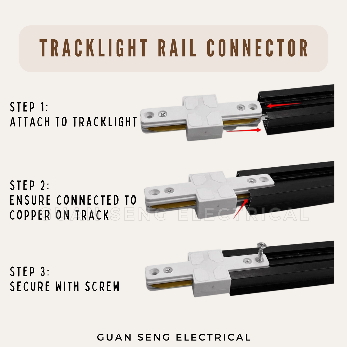 Track Light Rail Connector Straight Corner Black White