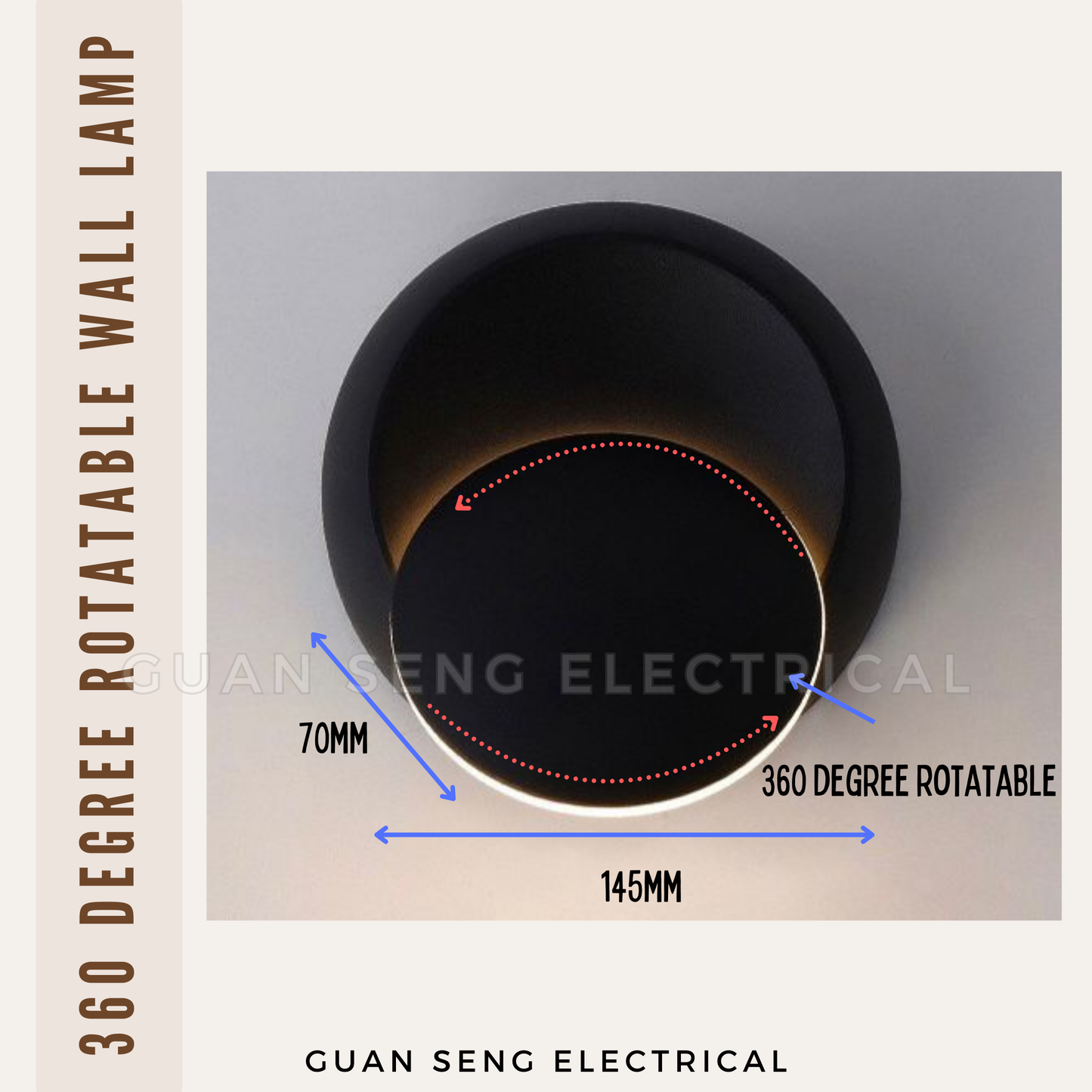 Rotatable 360 Round Wall Lamp 7W Warm White