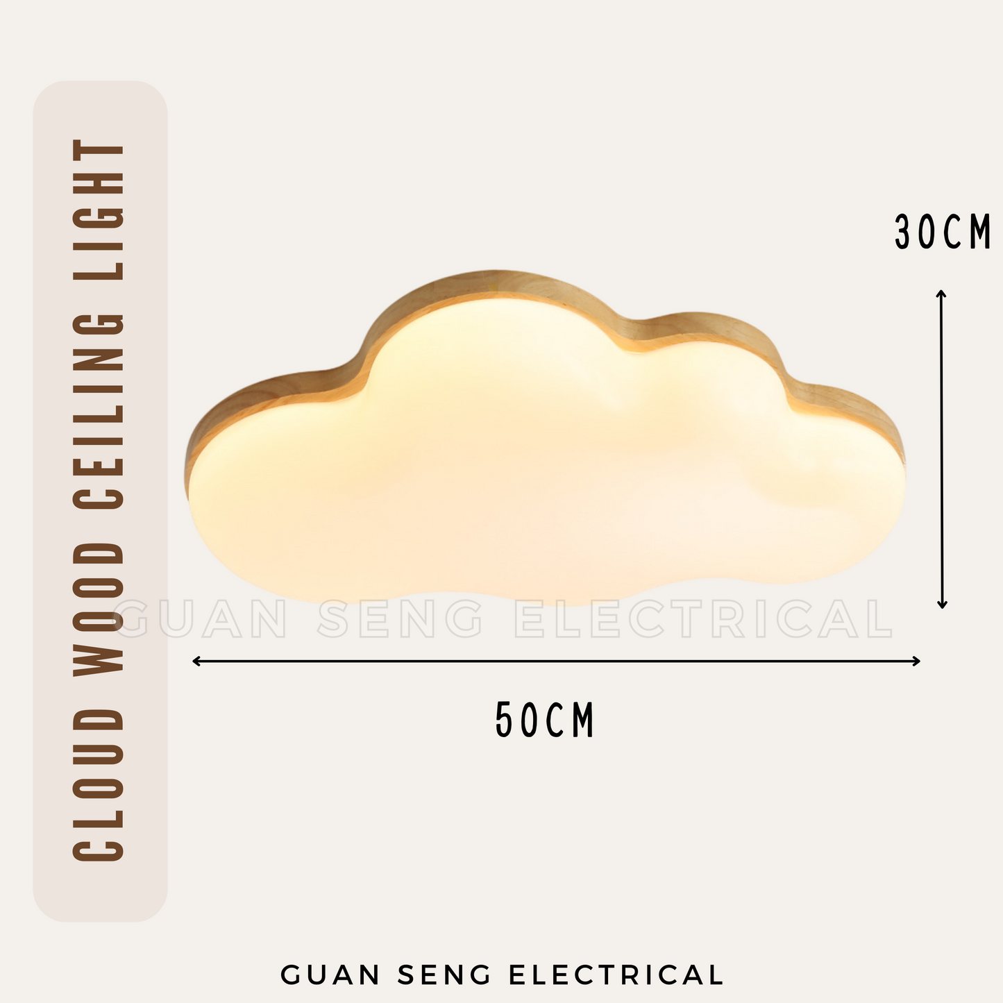 Cloud Wood LED Ceiling Light 36W 3Tone