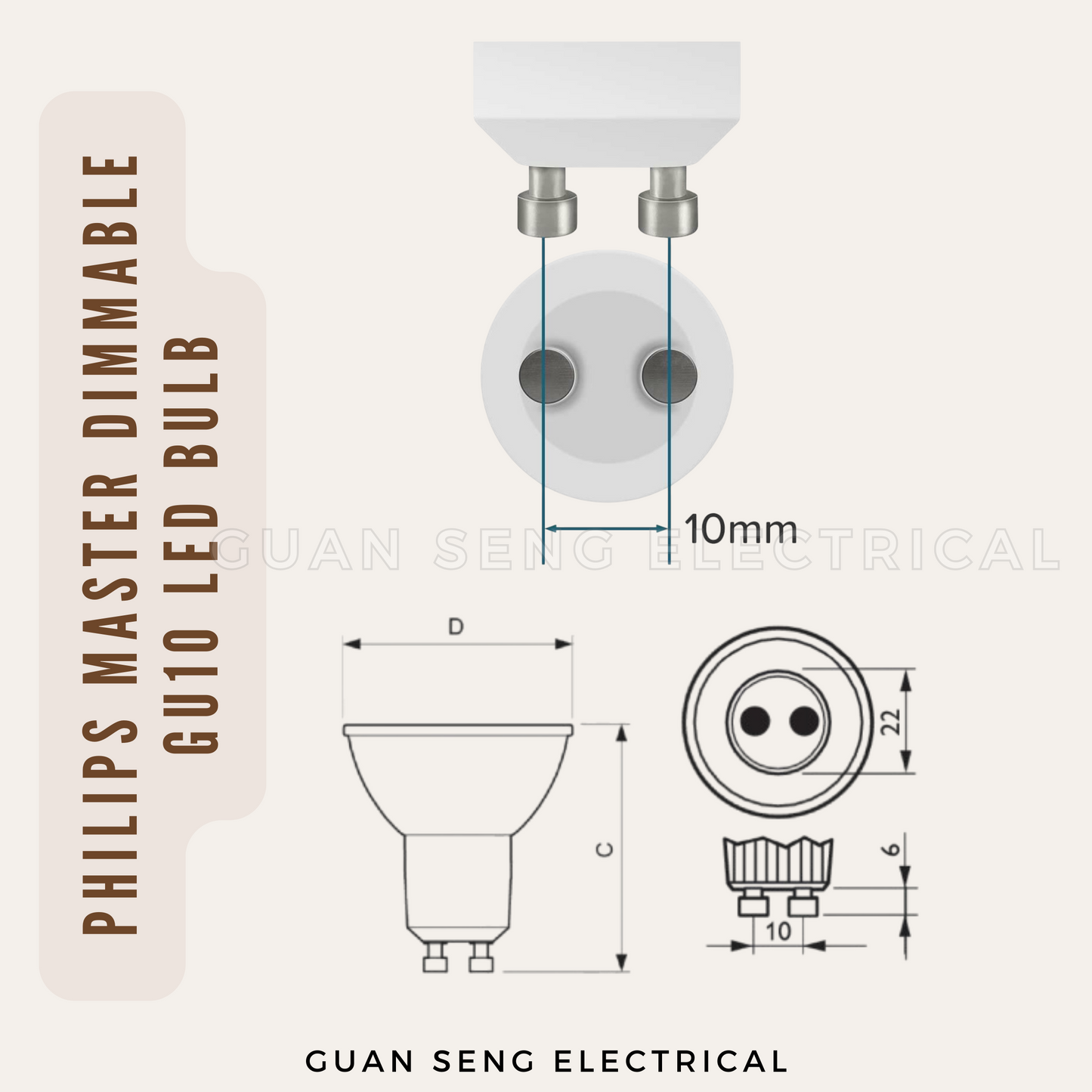 Philips Master Dimmable LED 4.9-50W GU10 2700K Warm White Light Bulb