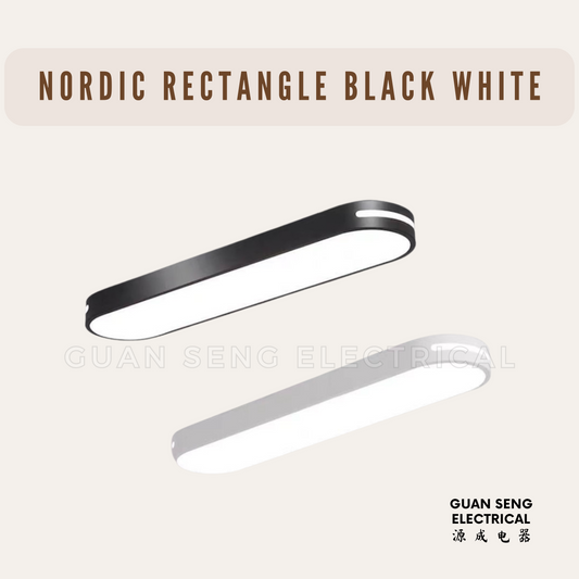 Nordic Rectangle Black White Ceiling Light Daylight 3Tone
