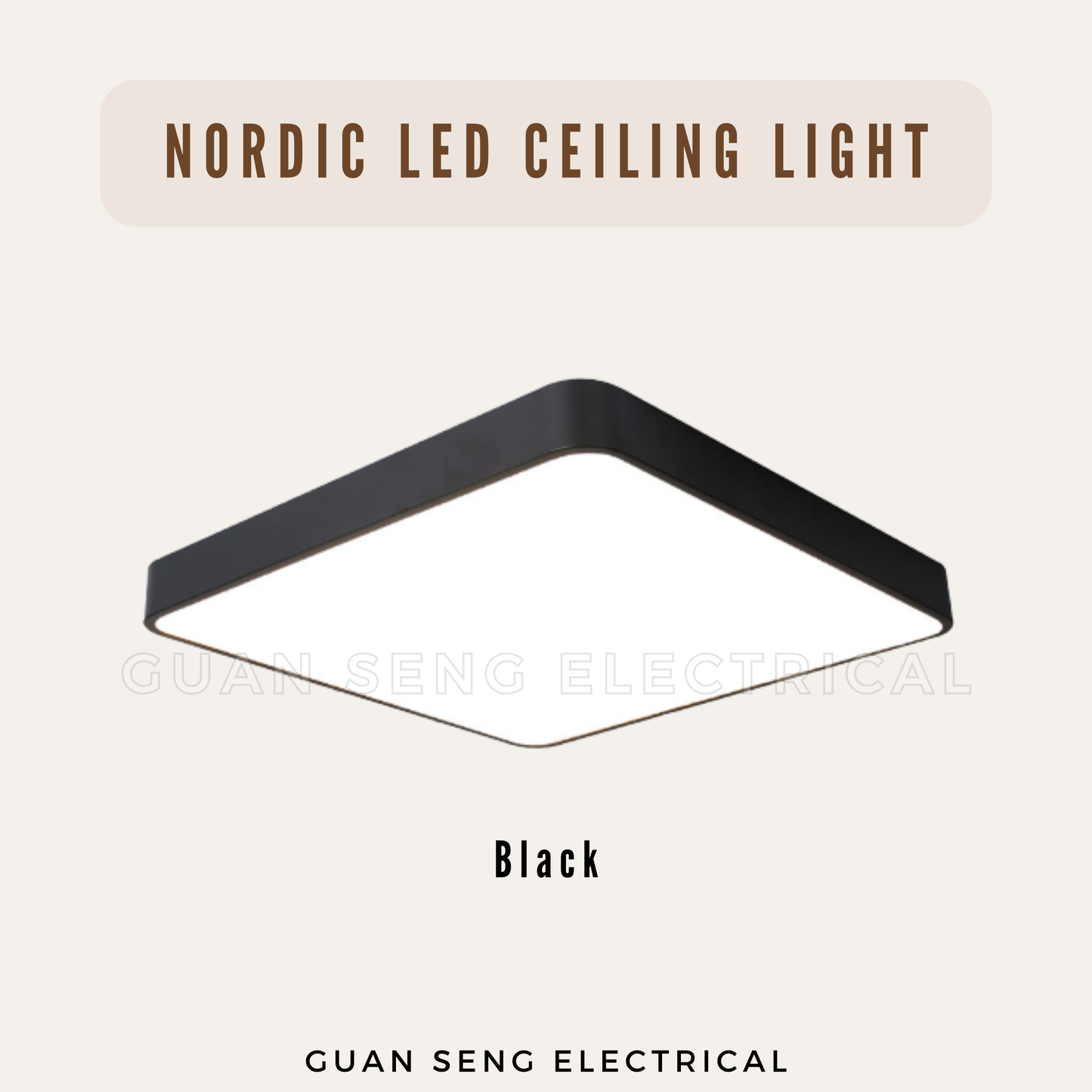 Nordic Black White Square Ceiling Light Daylight 3Tone