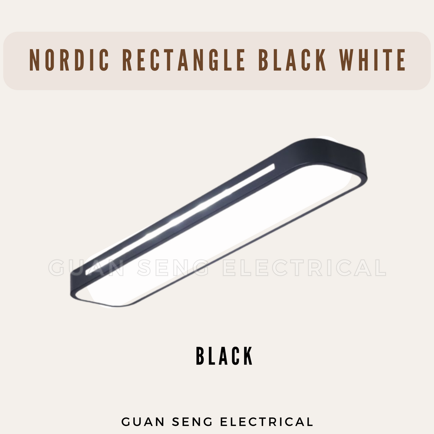 Nordic Rectangle Black White Ceiling Light