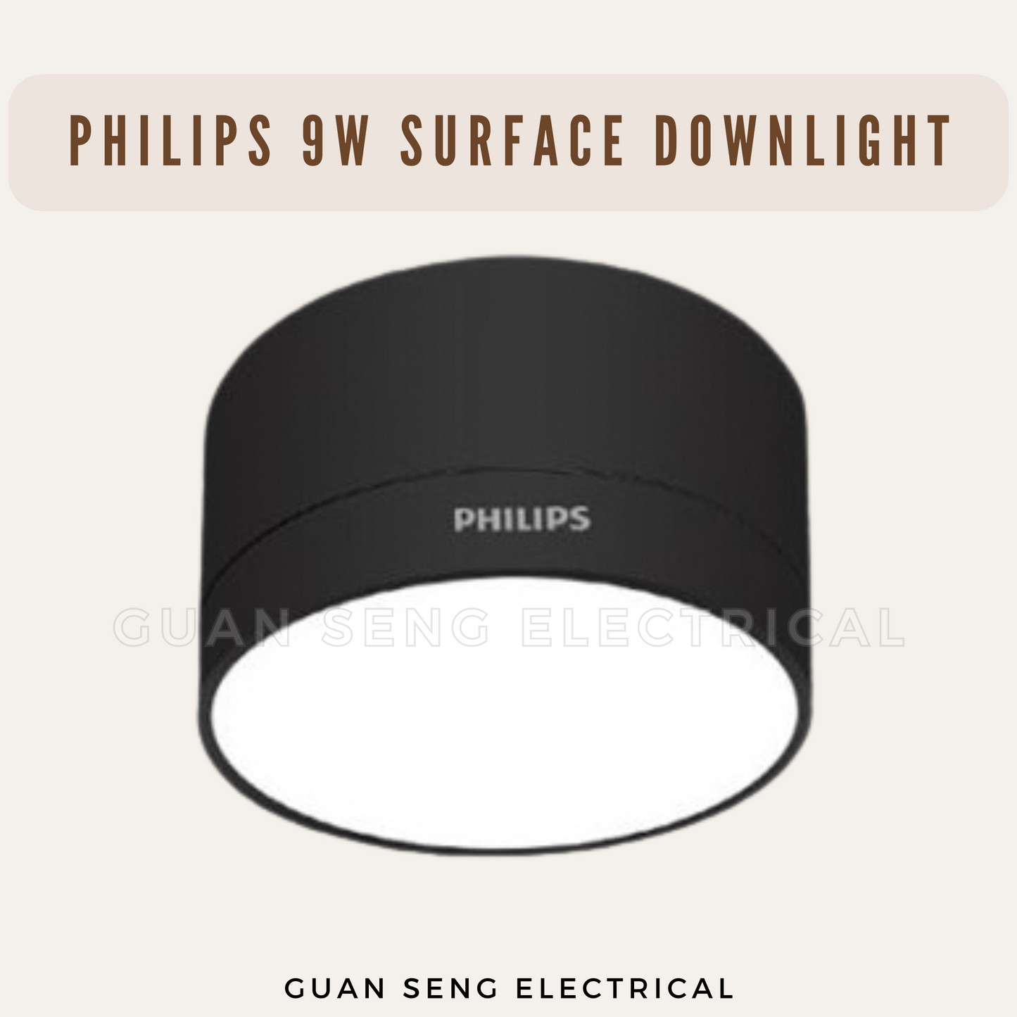 Philips 9W Surface Downlight Black White