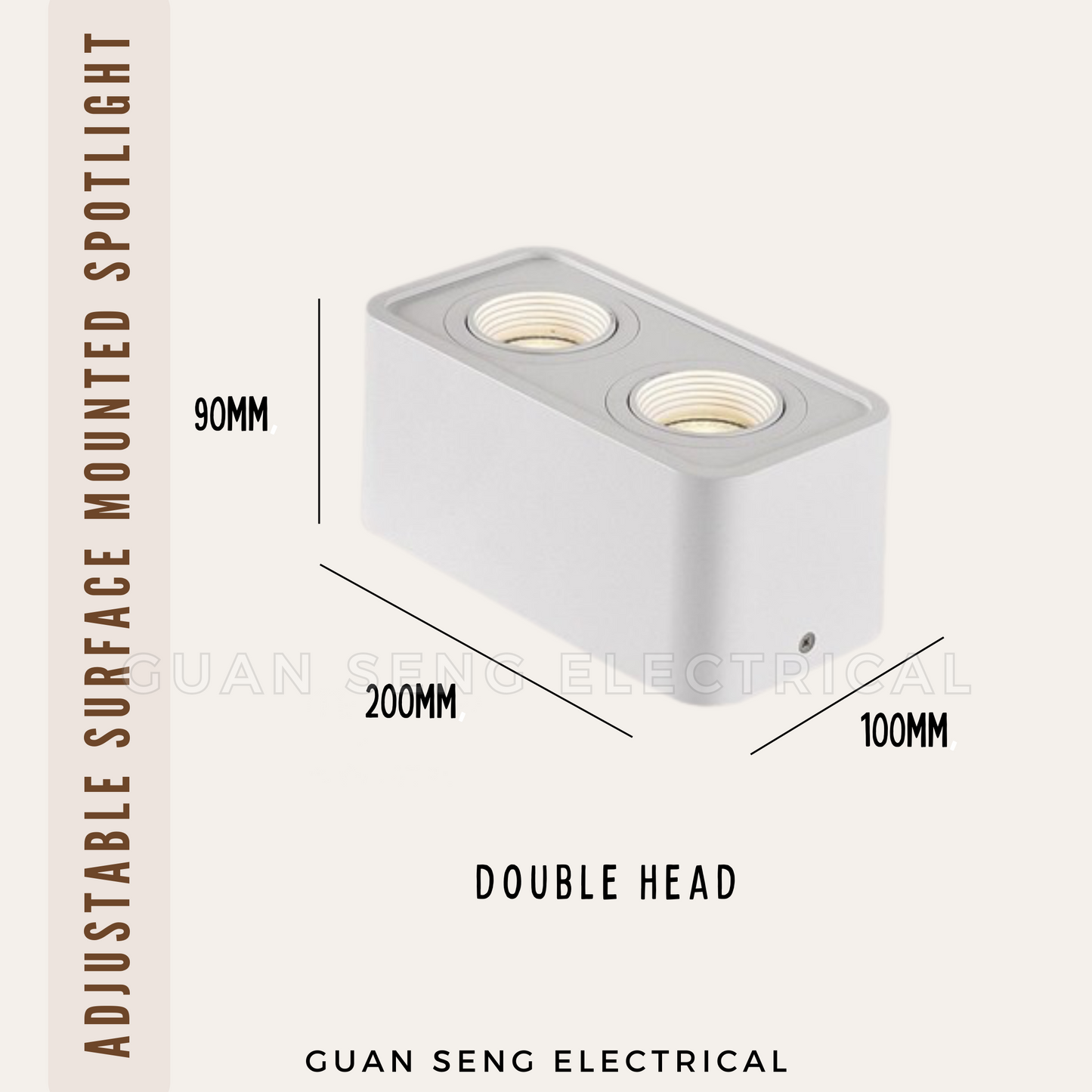 Anti-Glare Surface Mounted Spotlight GU10 Black White Square