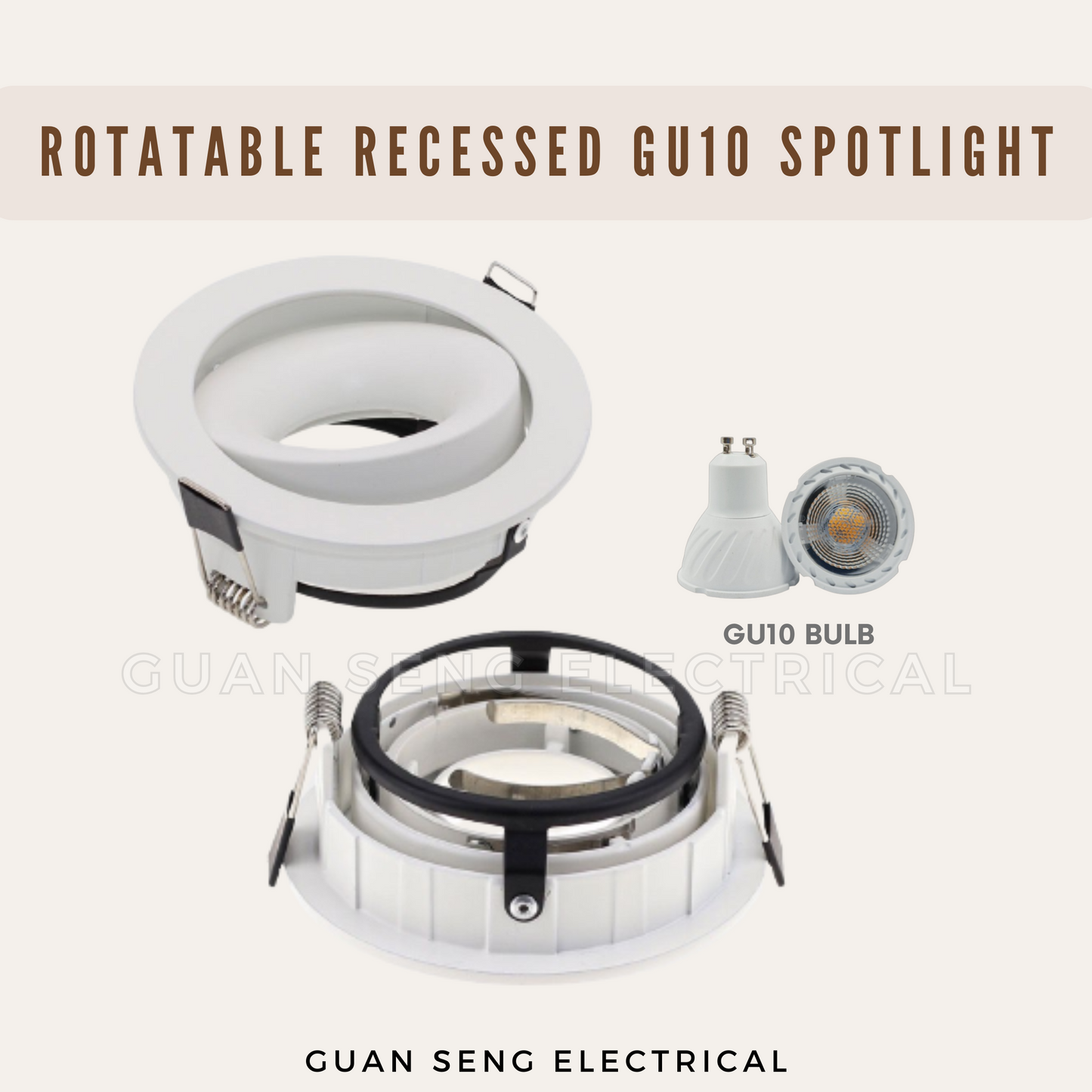 Rotatable Recessed GU10 Spotlight Downlight Round Black White