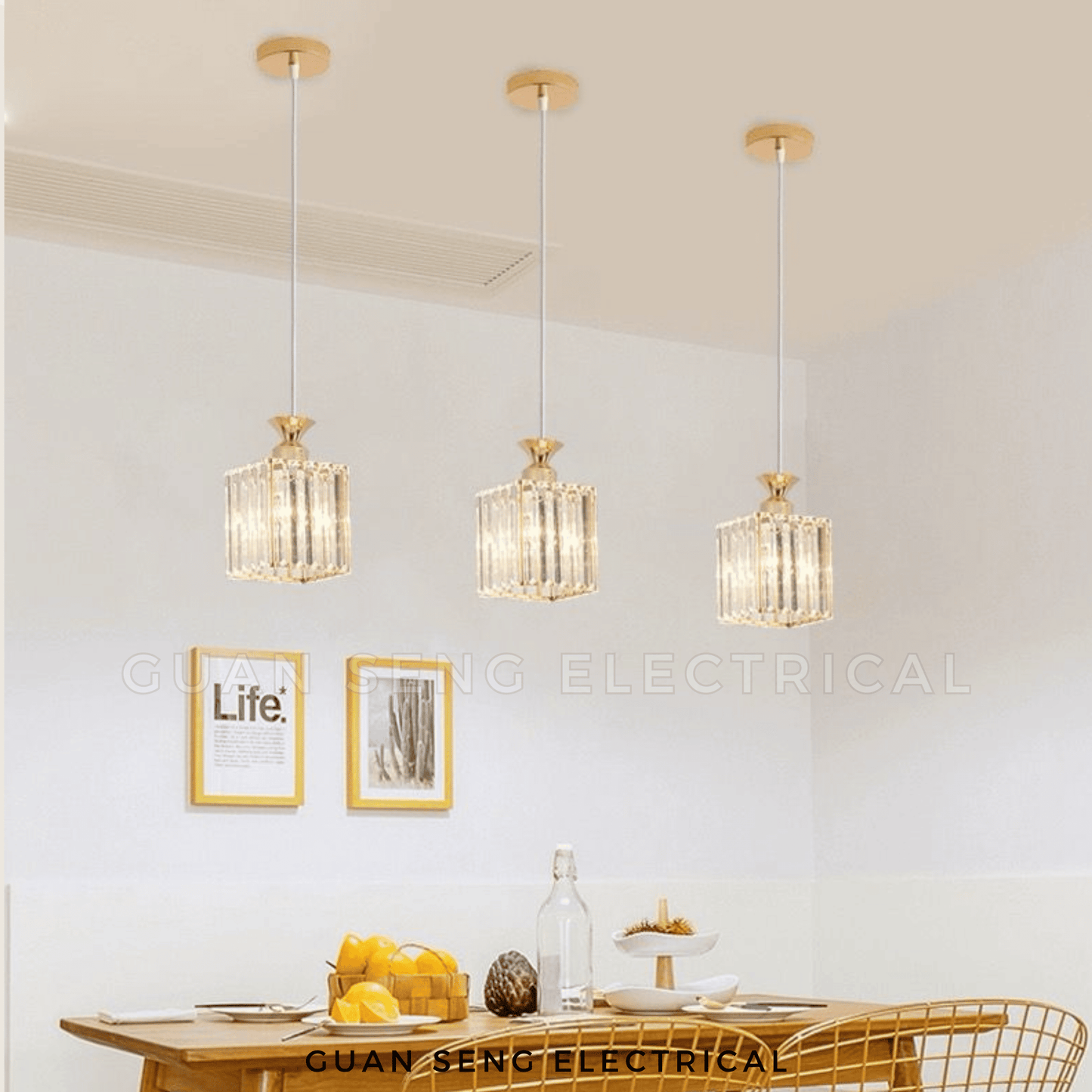 Kiyoki Crystal Single Pendant Light Black Gold E27 Bulb