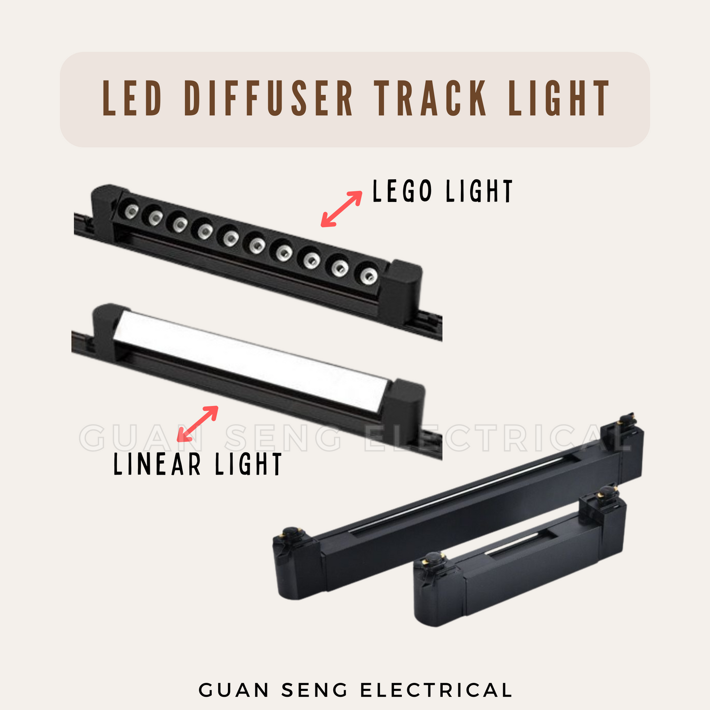 LED Diffuser Track Light 20W 24W Black White