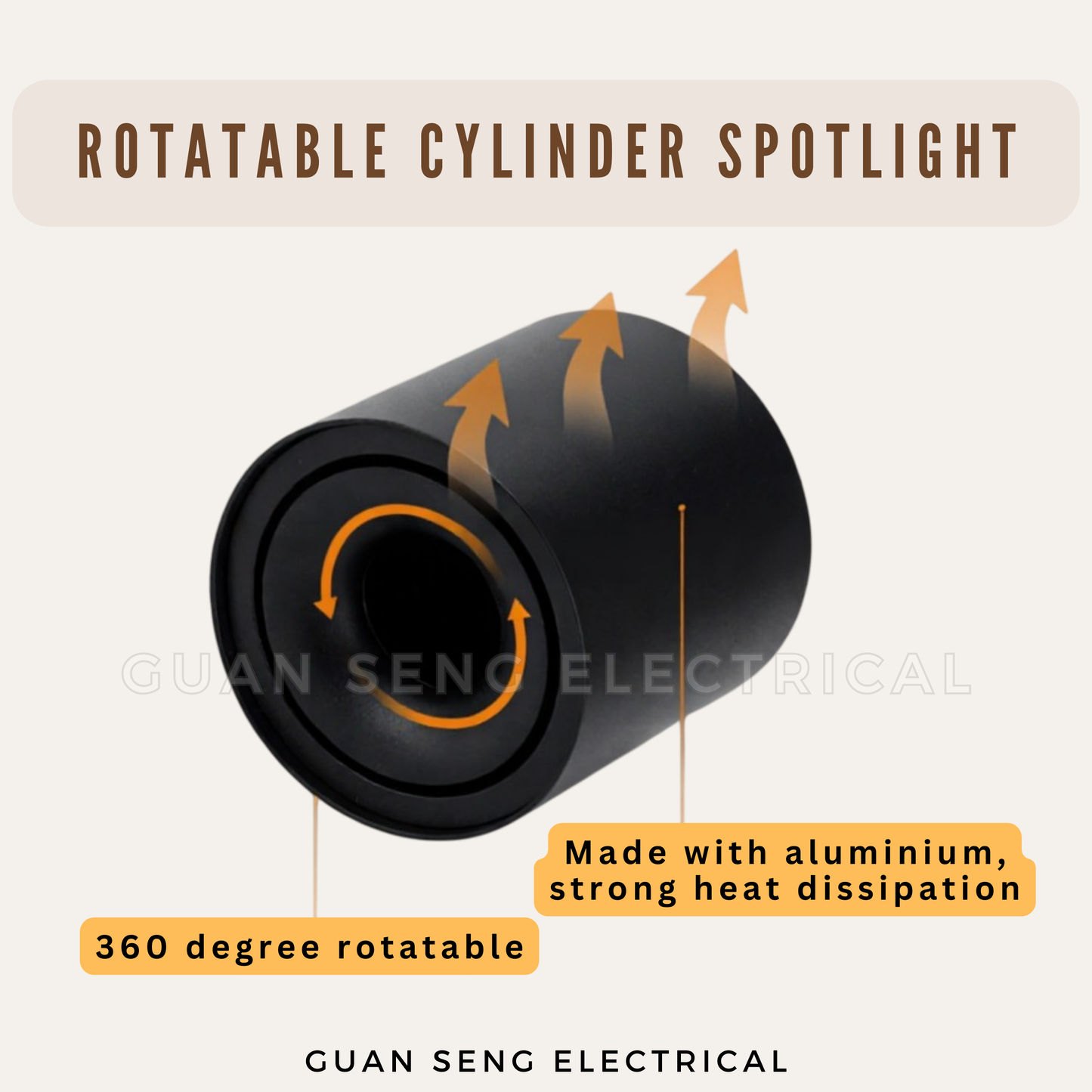 LED GU10 Rotatable Cylinder Spotlight Black White