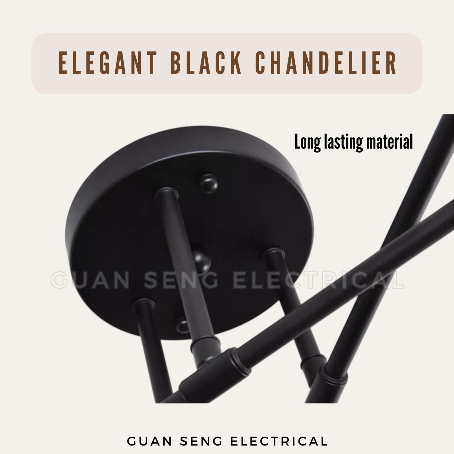 Elegant Black LED Chandelier Ceiling Light