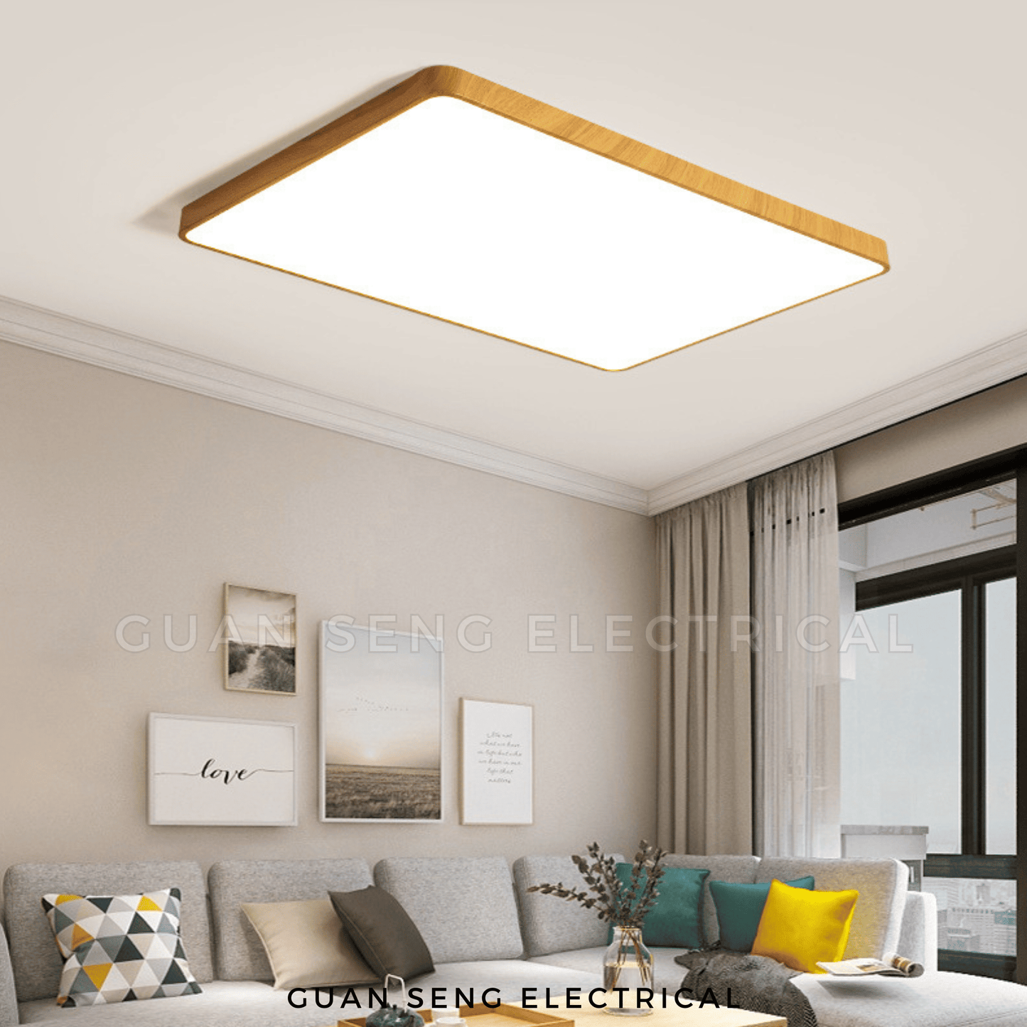 Laminate Wood Rectangle Ceiling Light