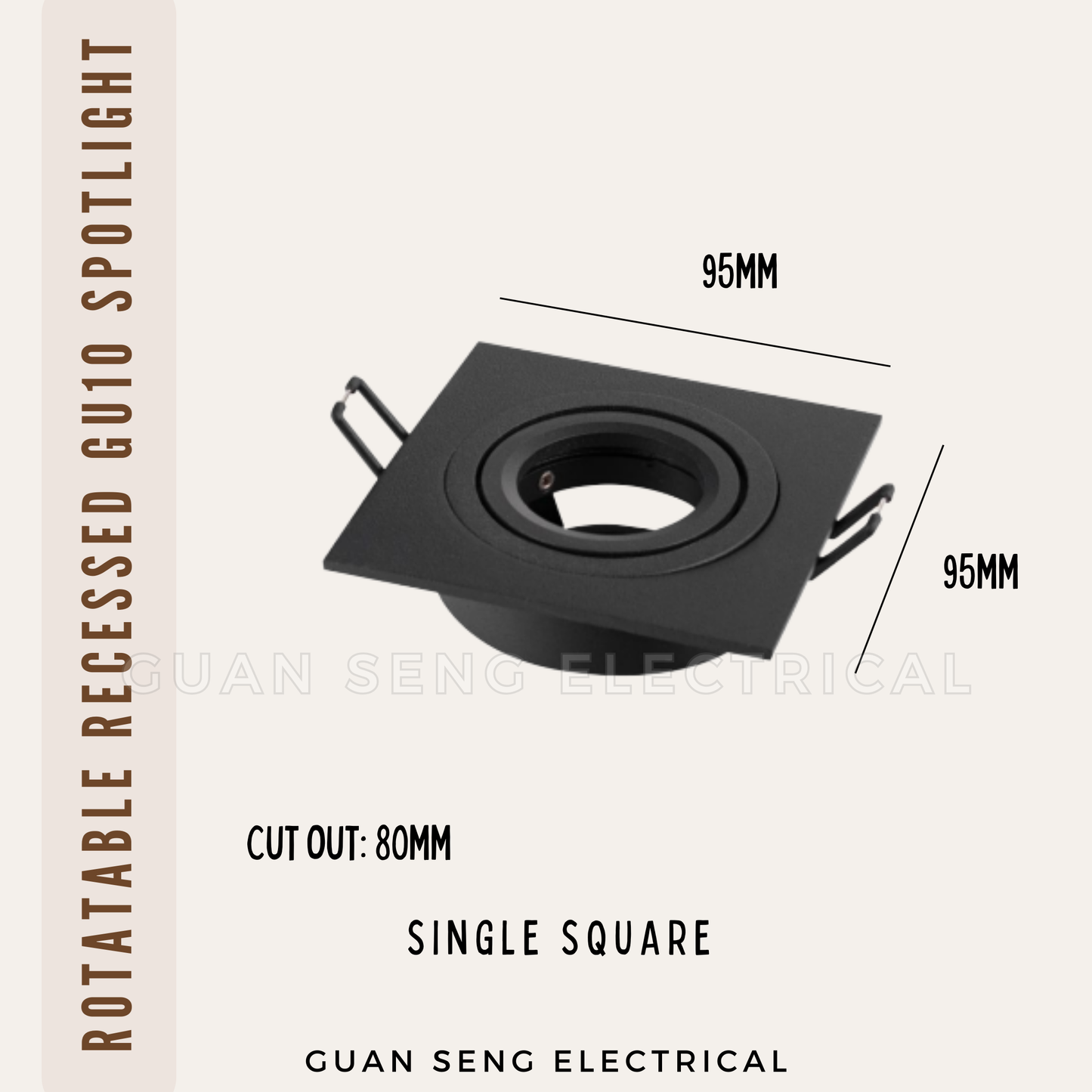 Rotatable Recessed LED Spotlight Round Square w/ GU10 Bulb
