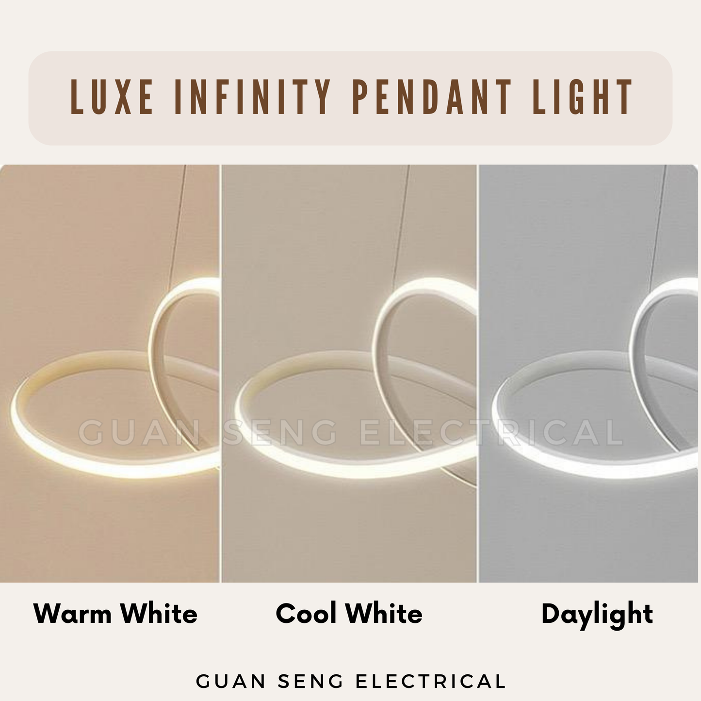 Luxe Infinity Pendant Light White Black Gold