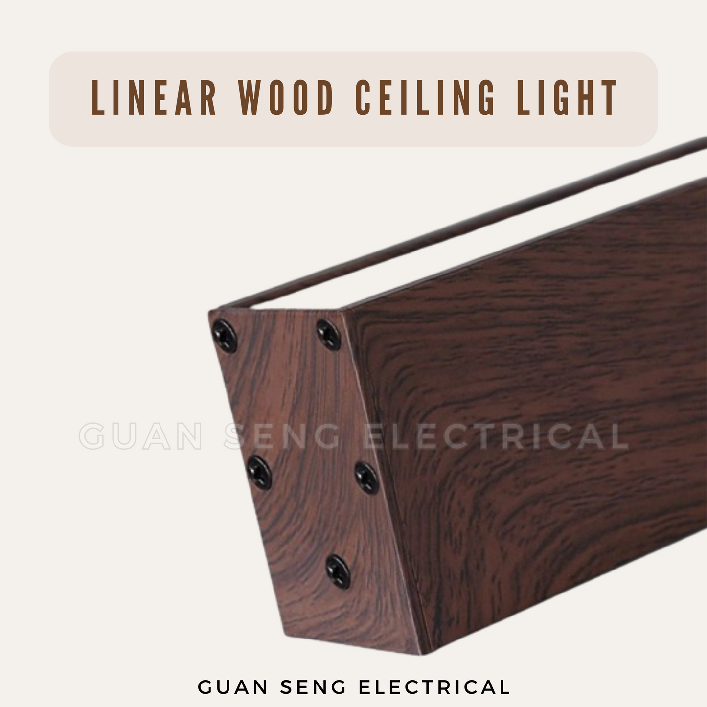 Linear Laminate Wood Ceiling Light 20W 3Tone Light Wood Dark Wood