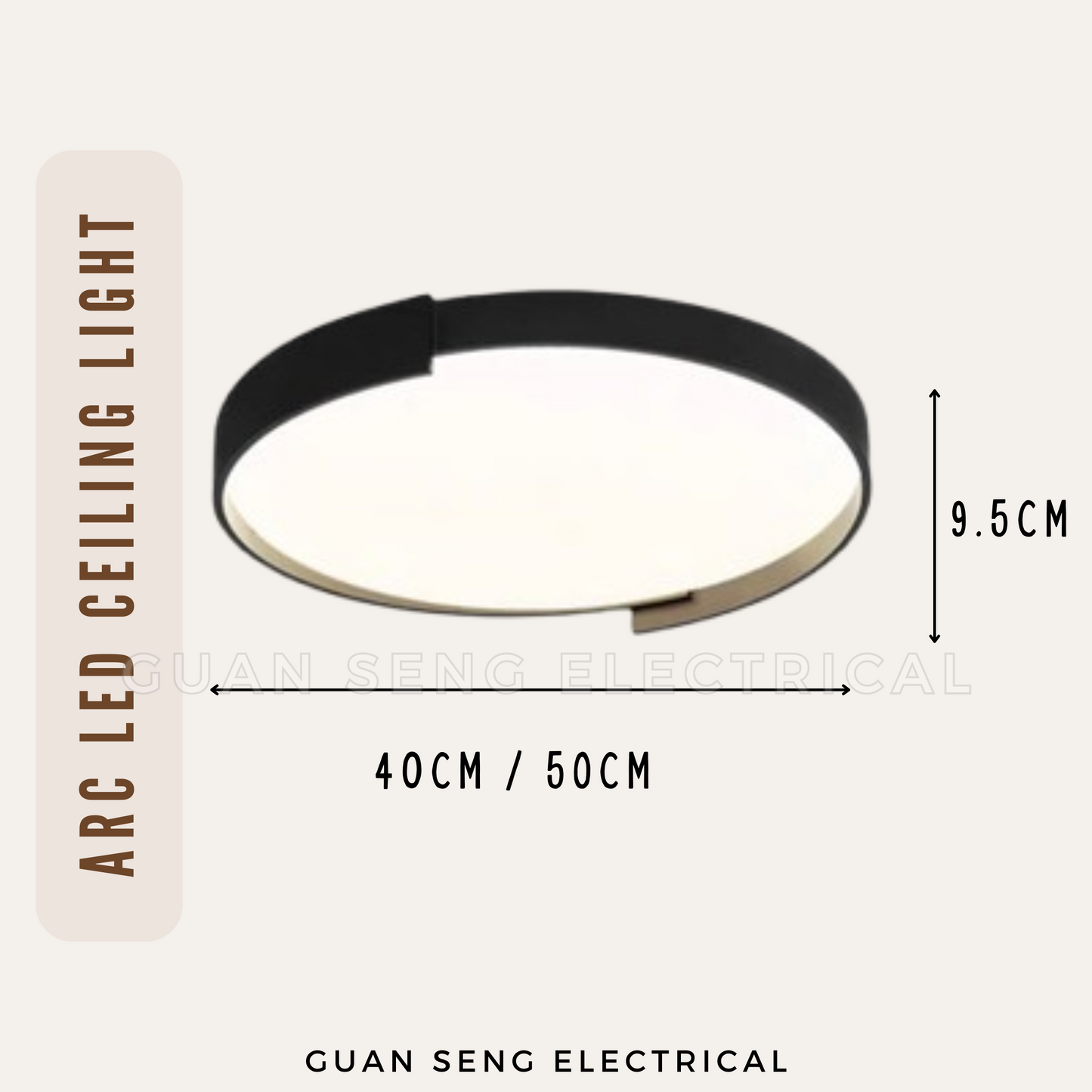 Arc LED Ceiling Light 40cm 50cm Black White