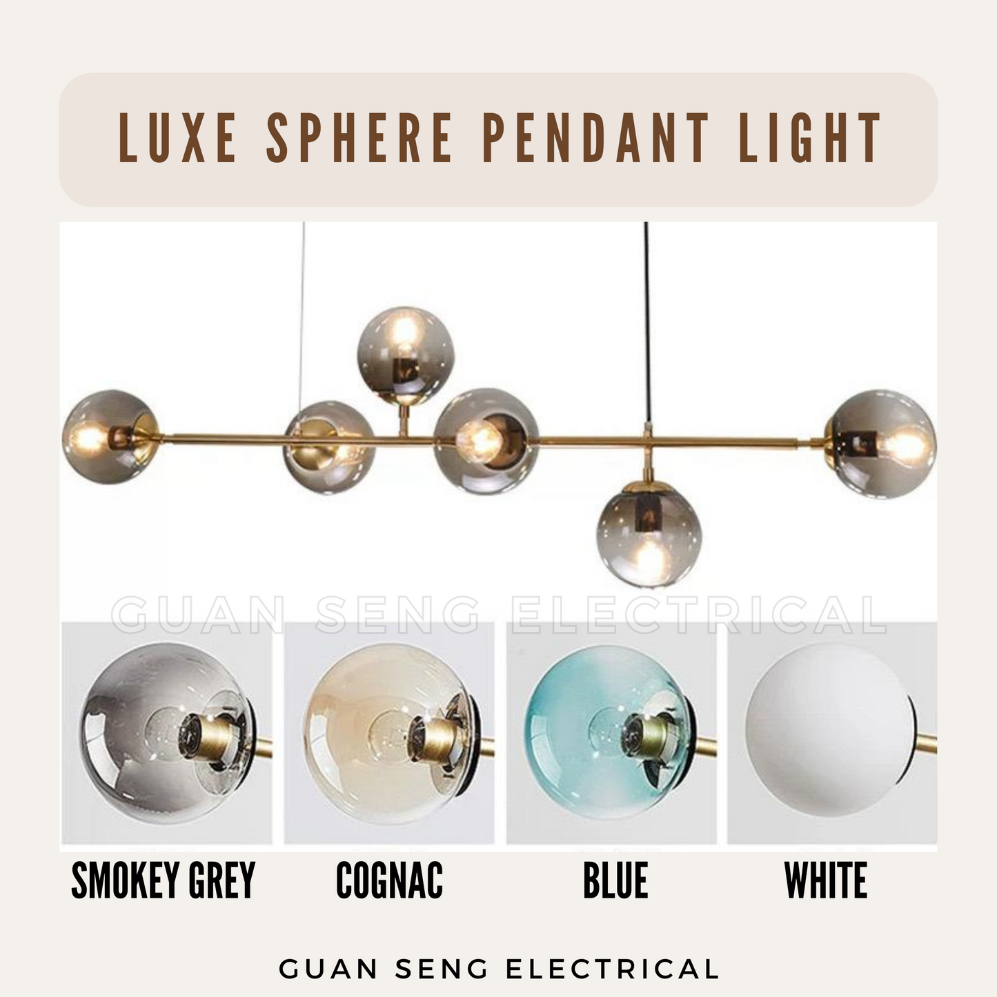 Luxe Sphere Chandelier Pendant Light E27 Bulb