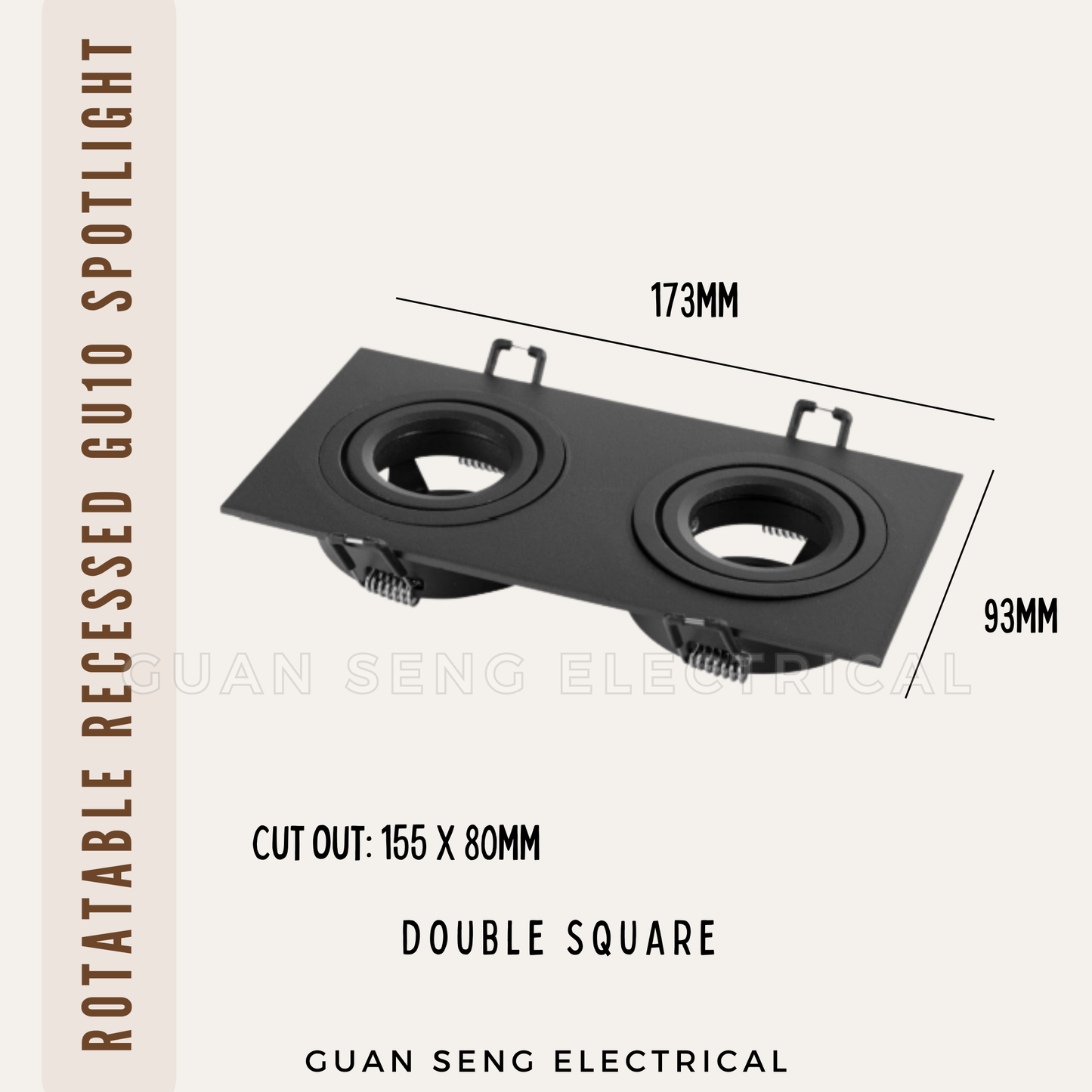 Rotatable Recessed LED Spotlight Round Square w/ GU10 Bulb