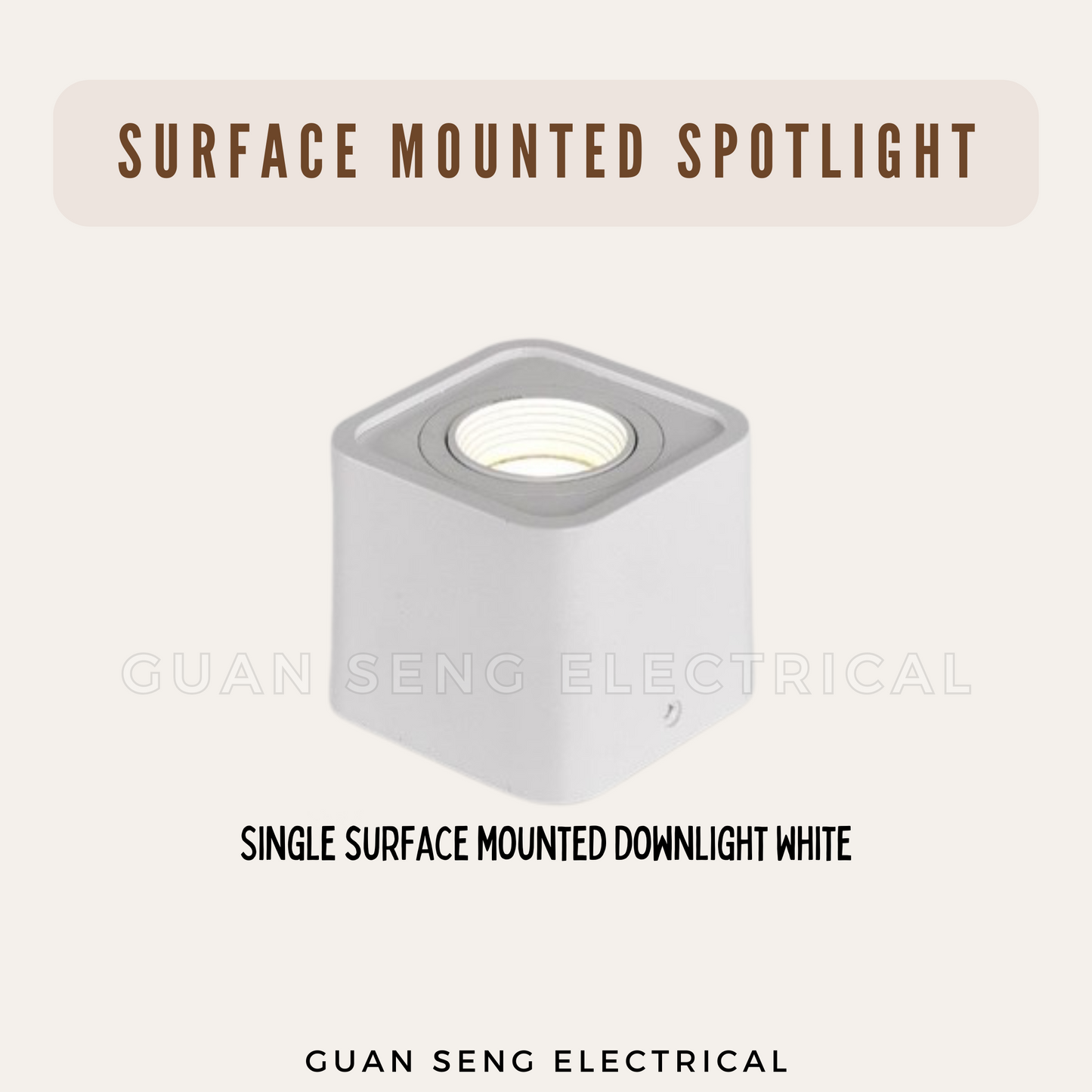 Anti-Glare Surface Mounted Spotlight GU10 Black White Square