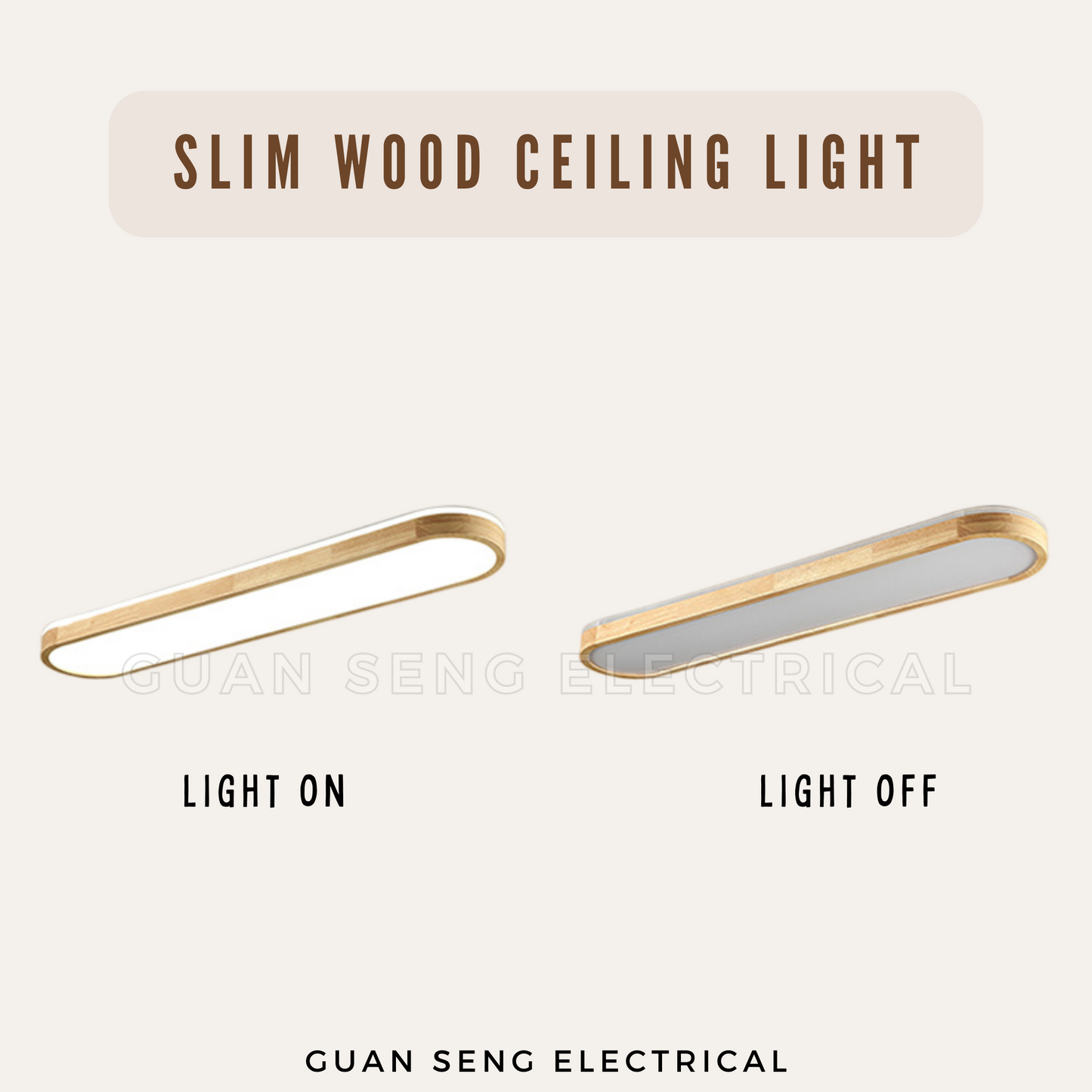 Slim Wood Ceiling Light Selectable CCT Tri-Tone