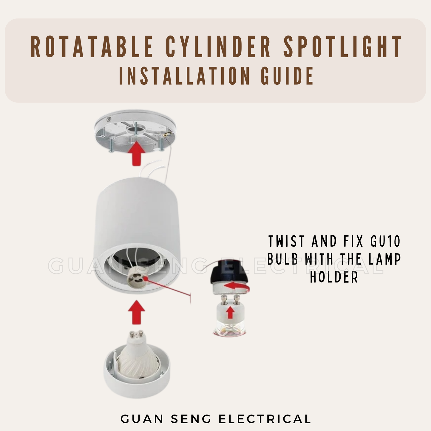 LED GU10 Rotatable Cylinder Spotlight Black White