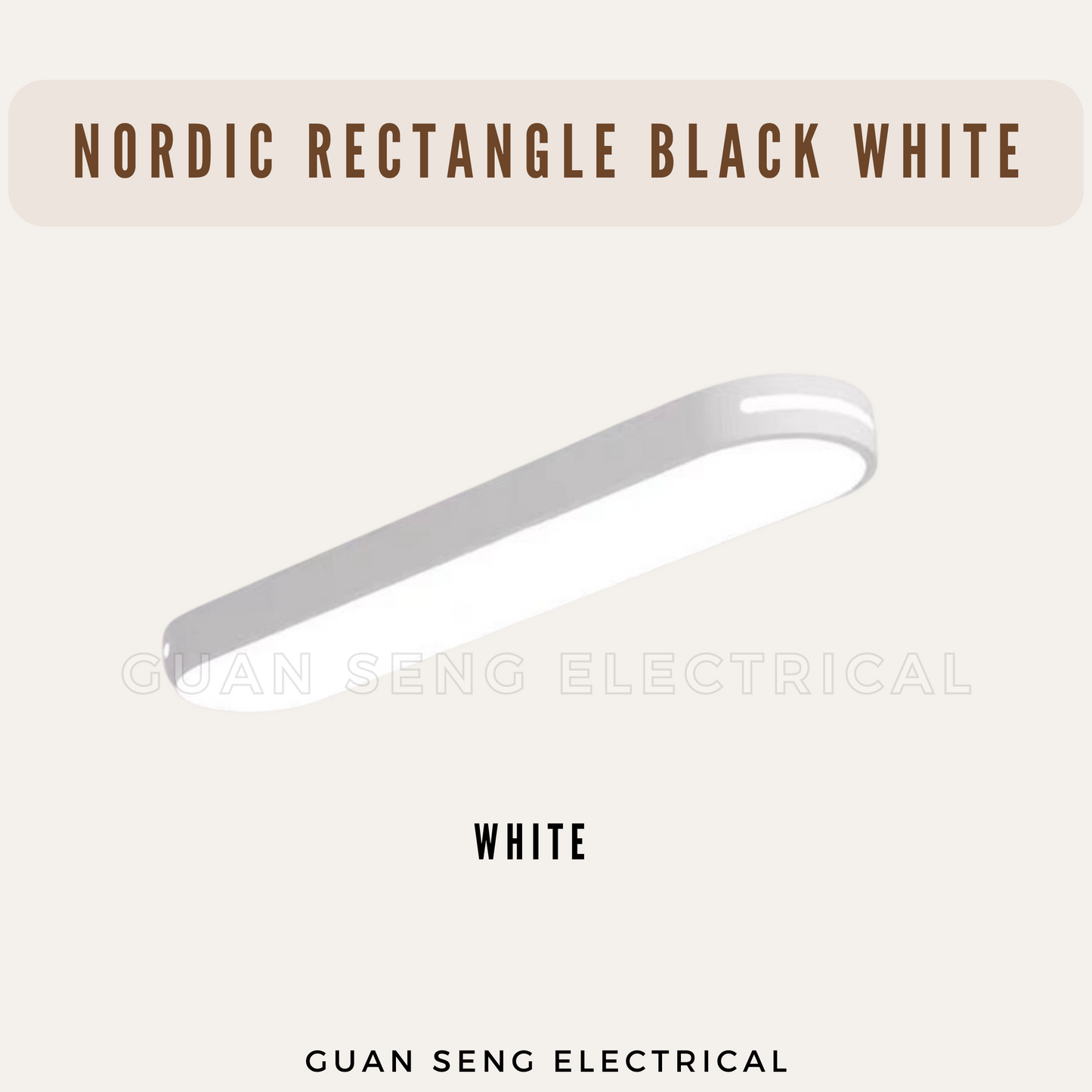 Nordic Rectangle Black White Ceiling Light Daylight 3Tone