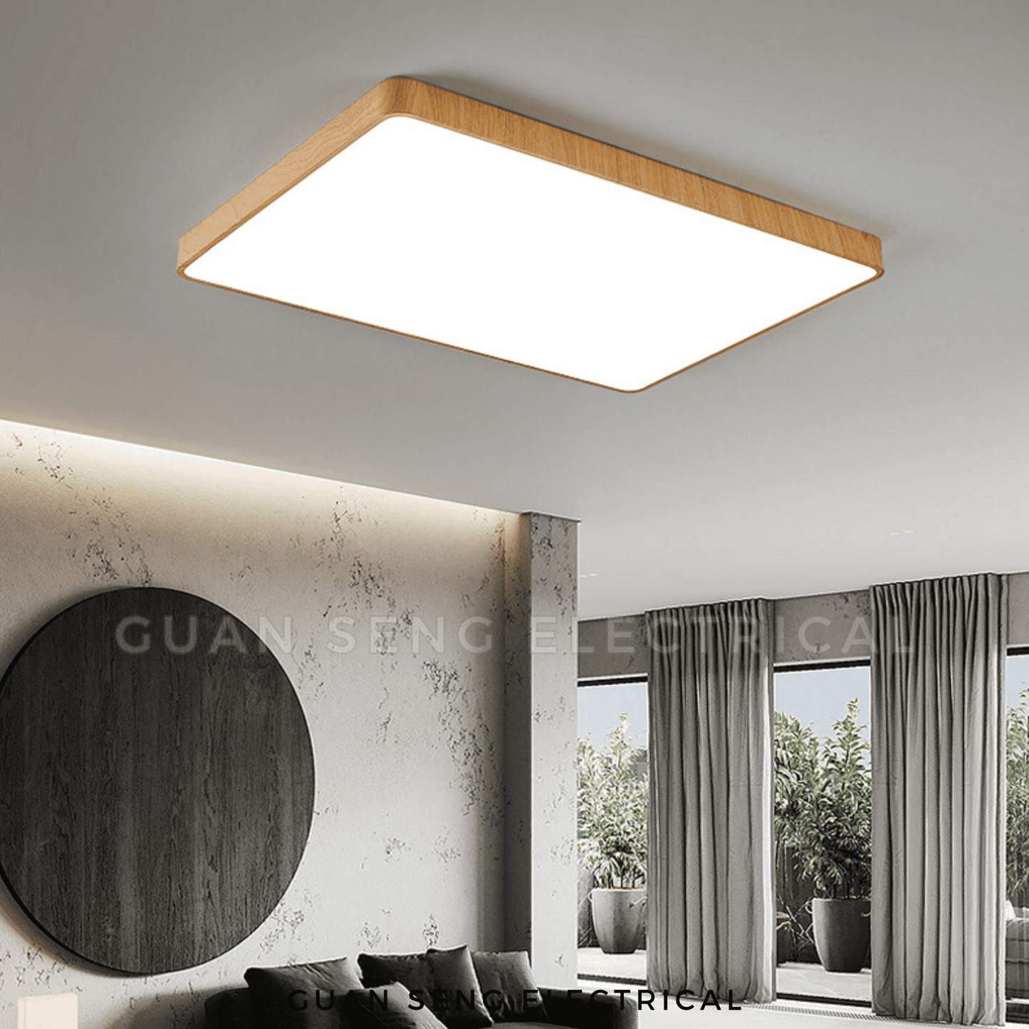Laminate Wood Rectangle Ceiling Light