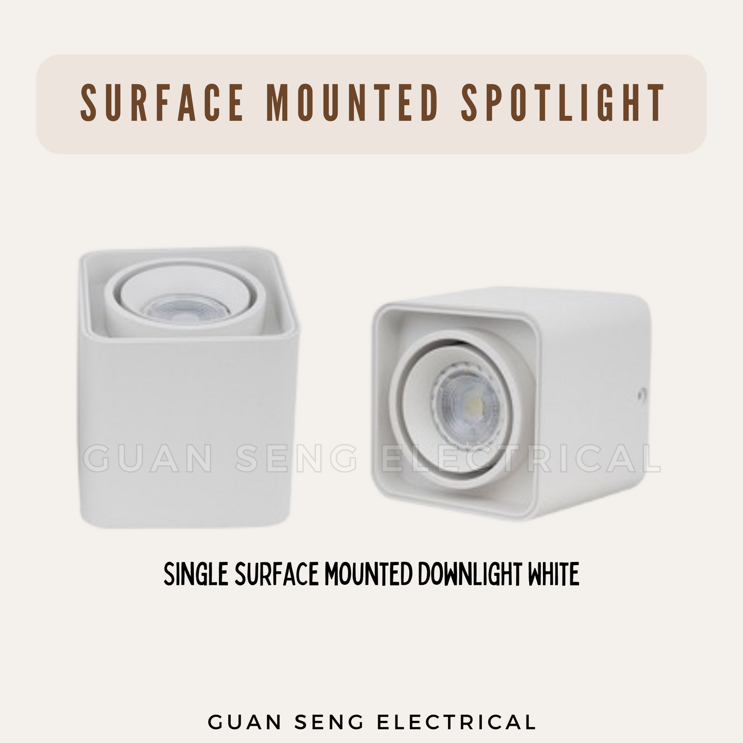 Anti-Glare 360 Degree Surface Mounted Spotlight GU10 LED Black White Square