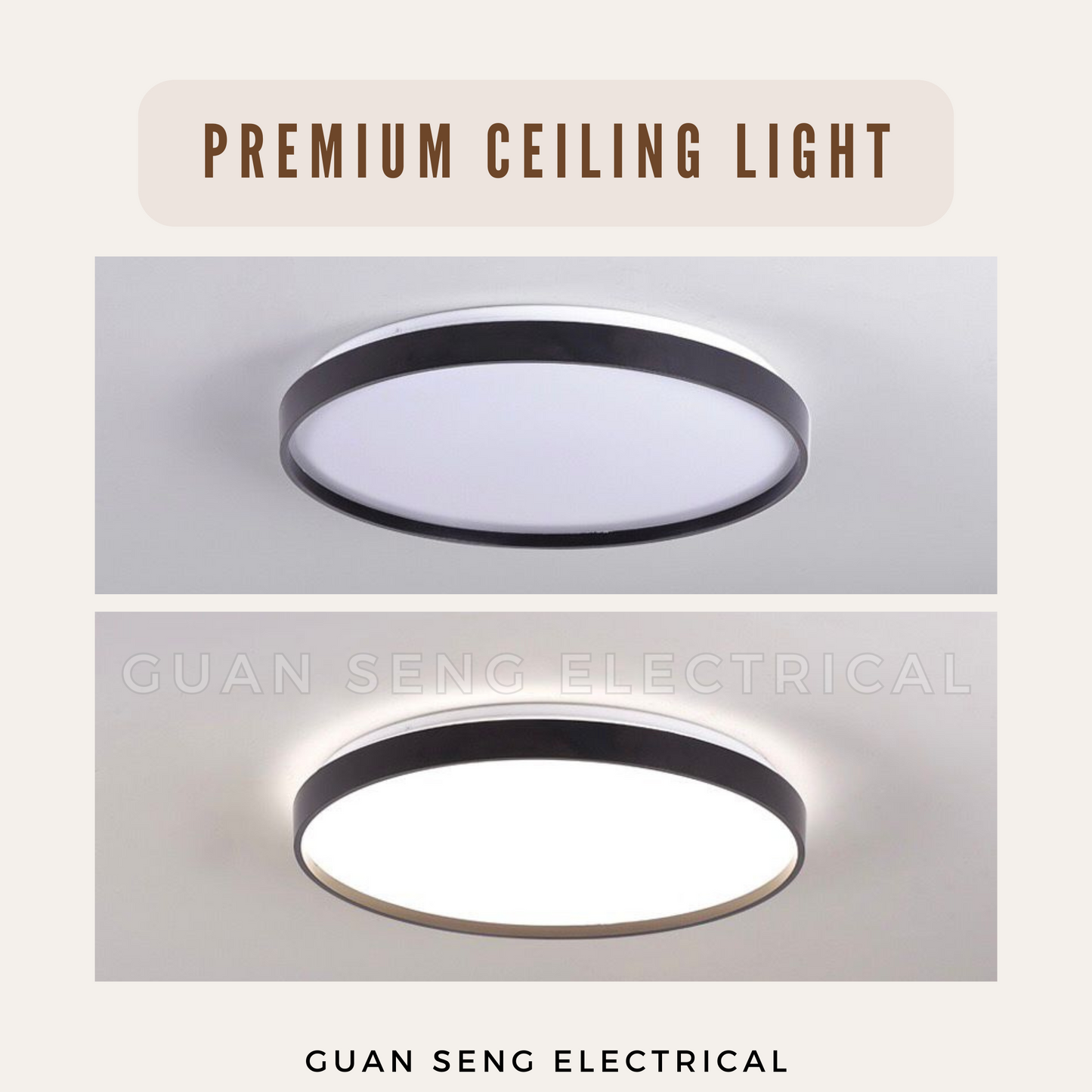 Premium Black White LED Ceiling Light 24W 36W 48W - Daylight 3 Tone