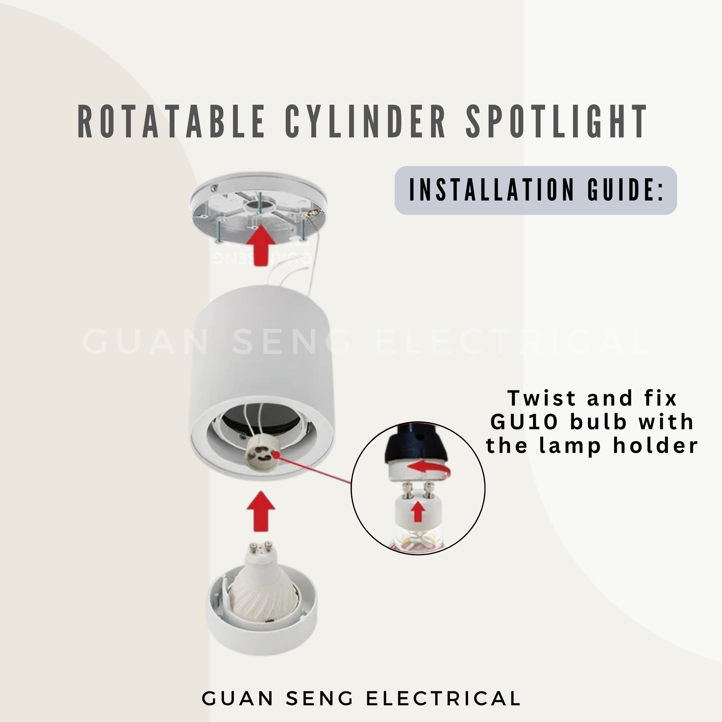 LED GU10 Rotatable Cylinder Spotlight Black White