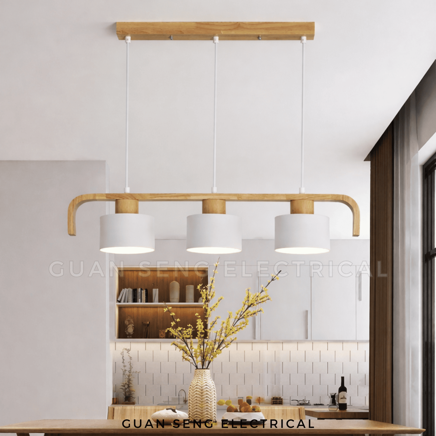 Scandi White Pendant Light E27 Bulb