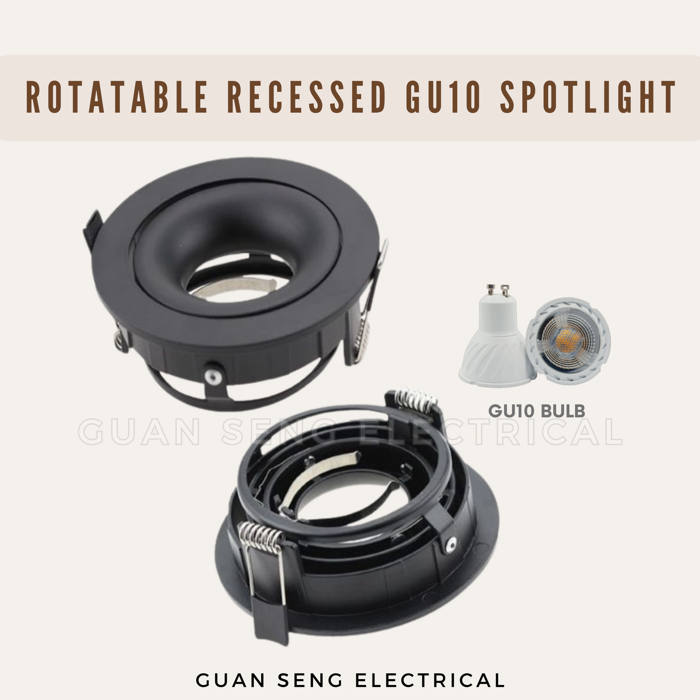 Rotatable Recessed GU10 Spotlight Downlight Round Black White