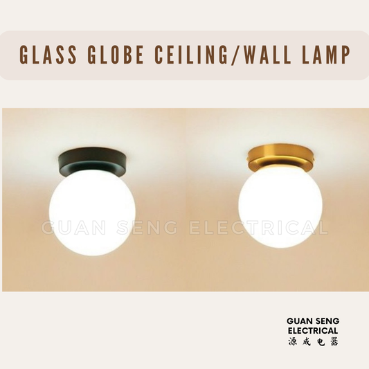 Frosted Glass Globe Wall Light Ceiling Light Black Gold G9 E27