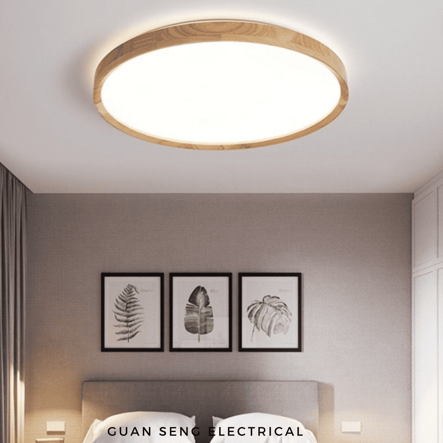 Mozu Real Wood Ceiling Light 36W 40W 48W – Daylight 3 Tone | Guan Seng Electrical Singapore