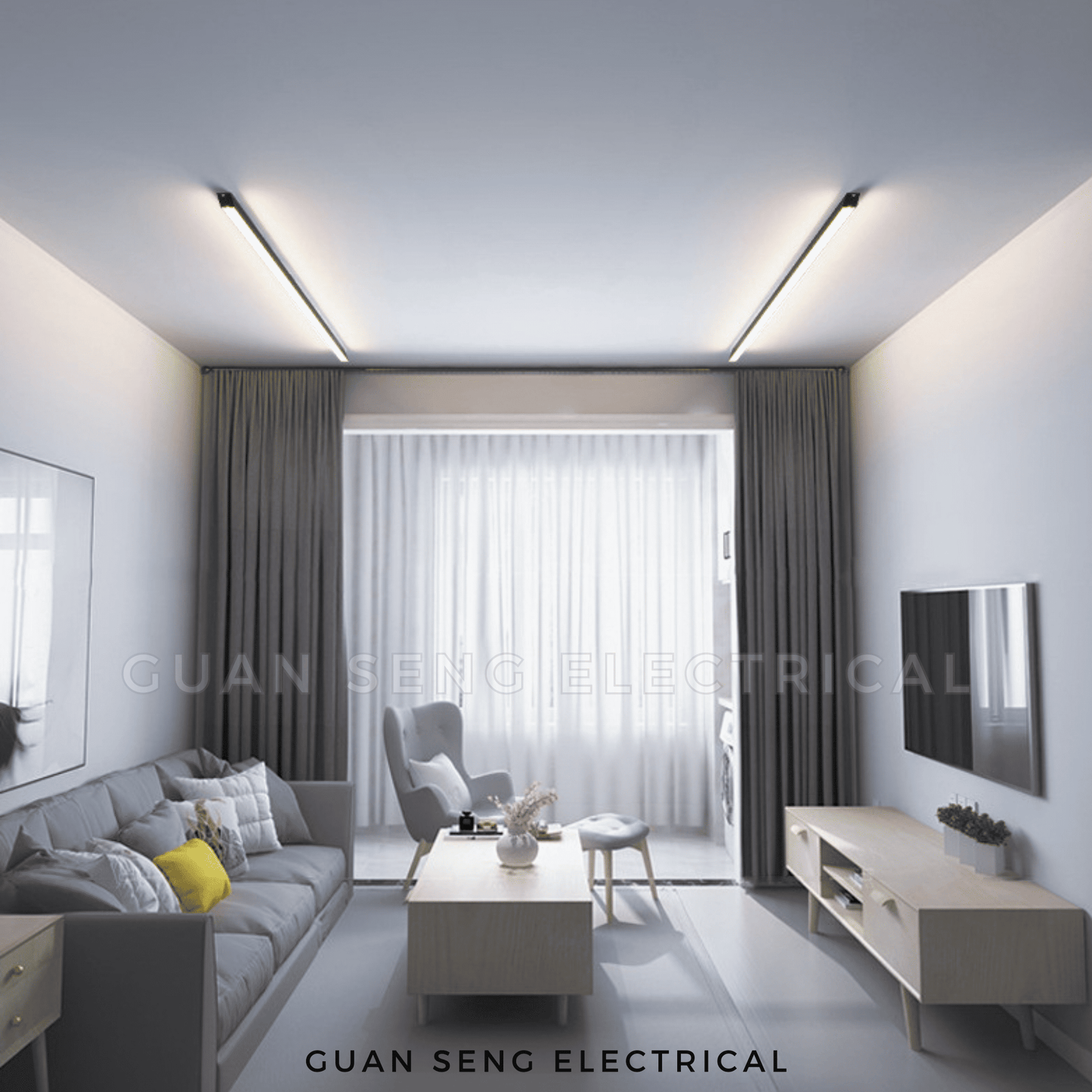 Linear Black Ceiling Light 24W 3Tone