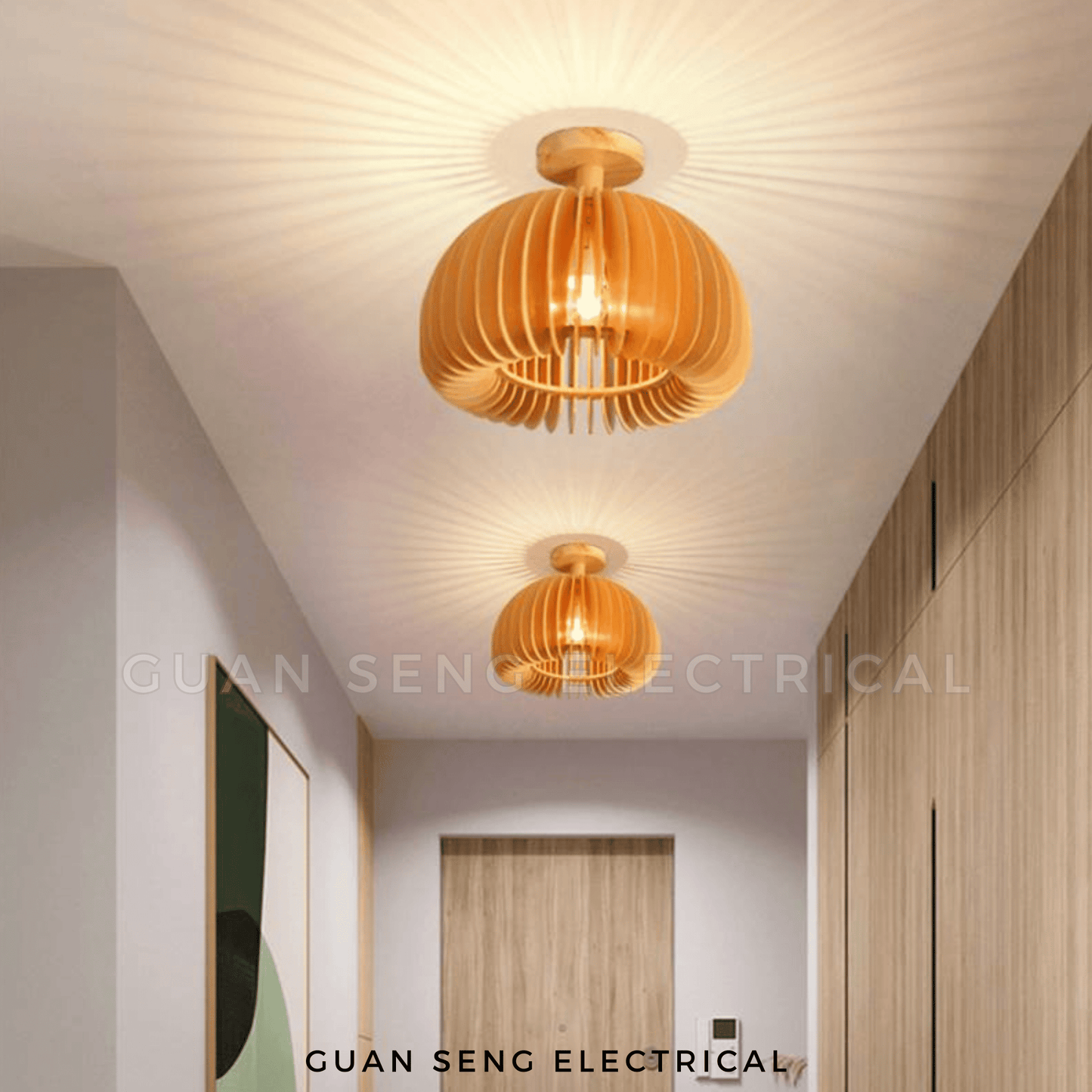 Japanese Retro Wood Style Ceiling Light