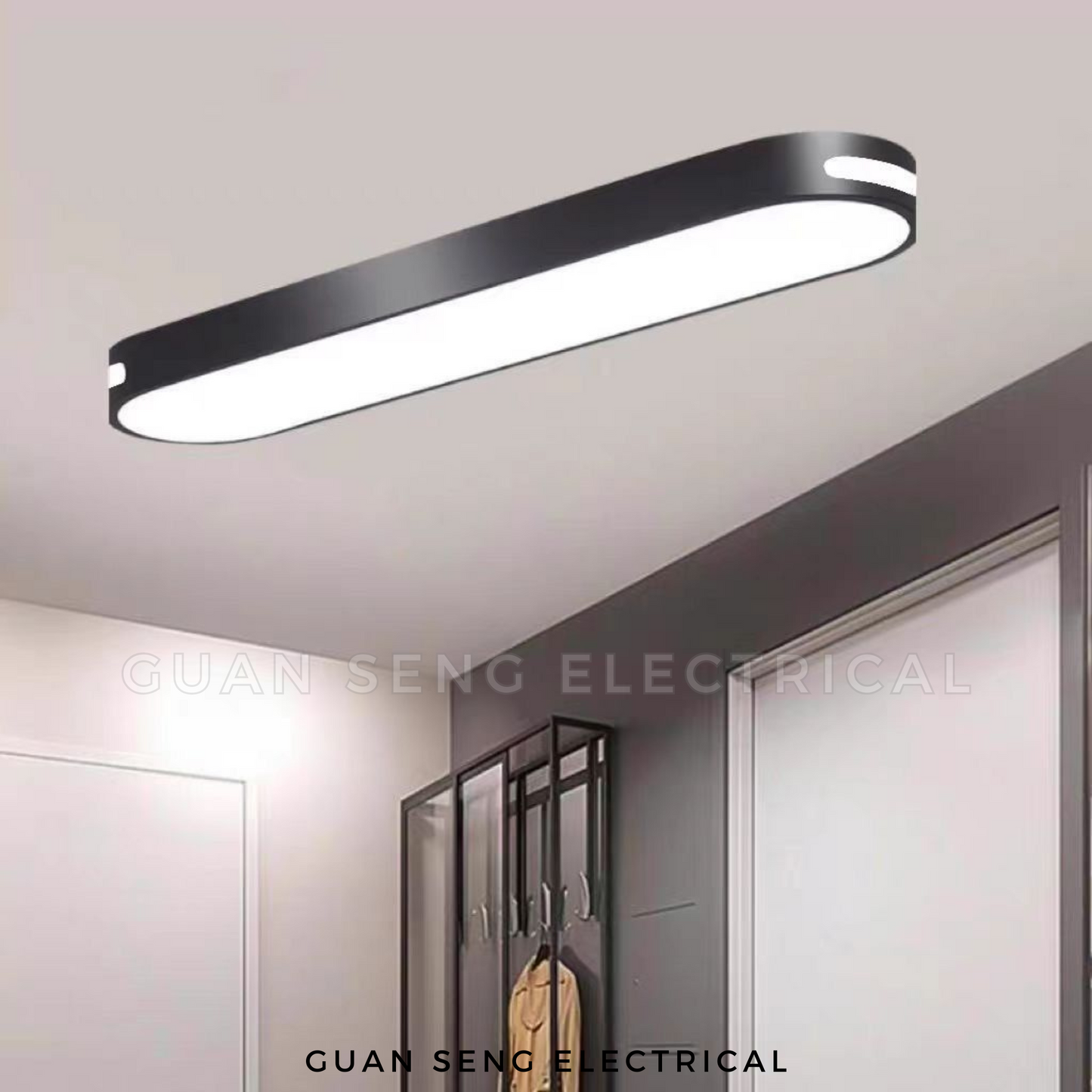 Nordic Rectangle Black White Ceiling Light Daylight 3Tone