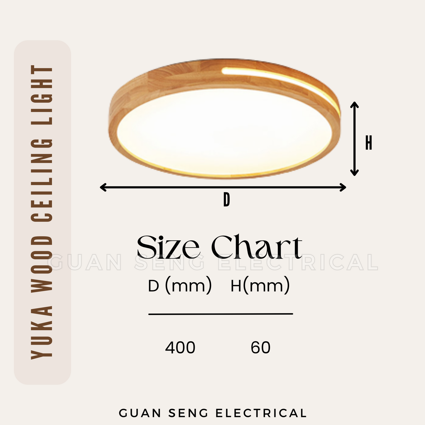 Yuka Real Wood LED Ceiling Light 36W 48W - Daylight 3 Tone