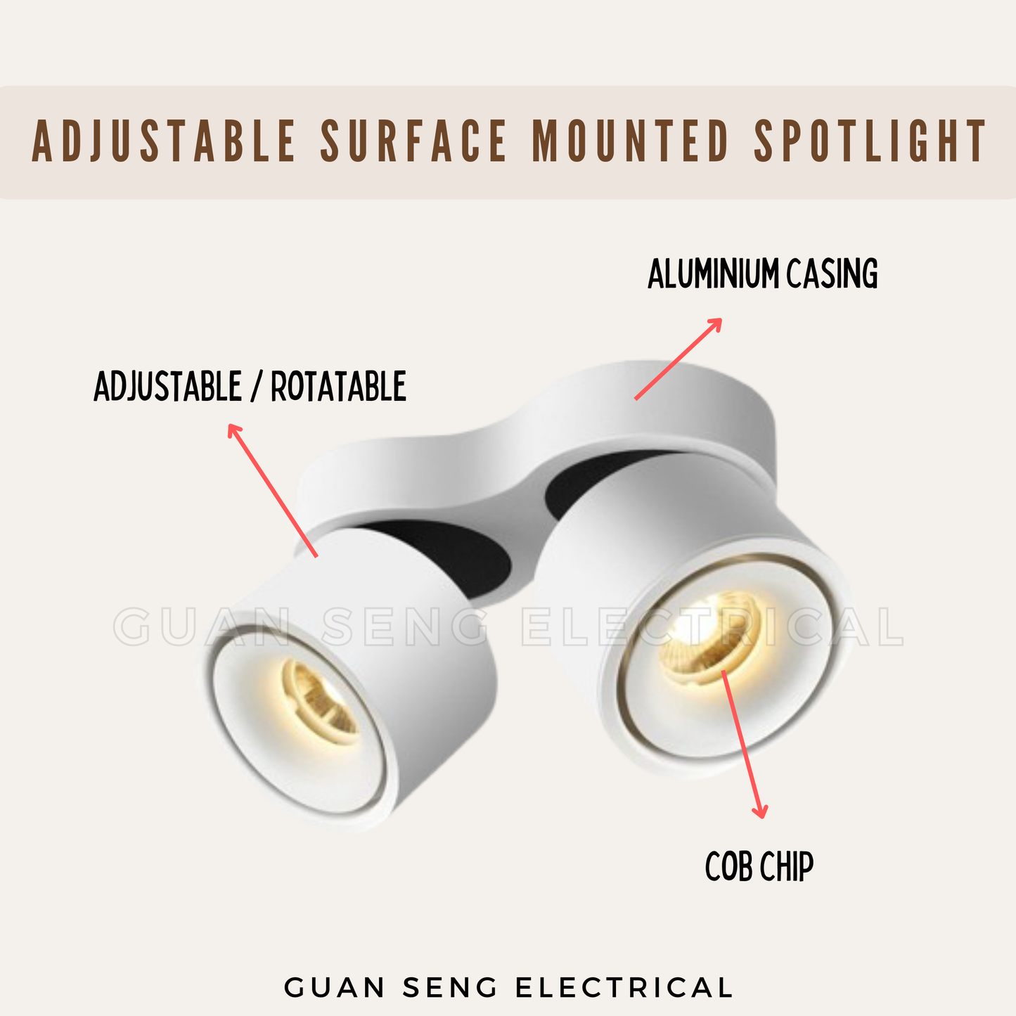 Premium Adjustable Surface Mounted Spotlight 10W 20W