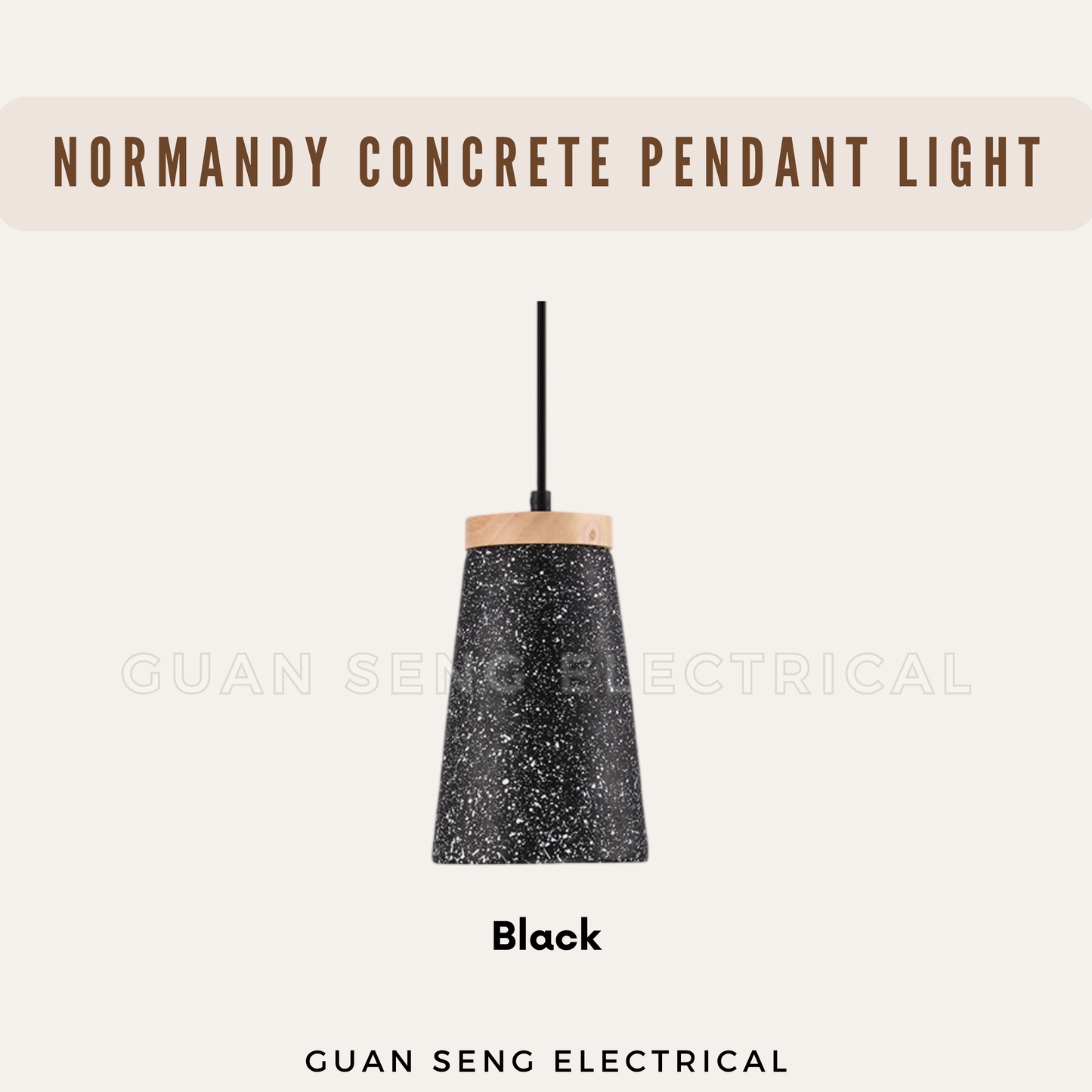 Normandy Concrete Pendant Light E27 Bulb Light Grey Black