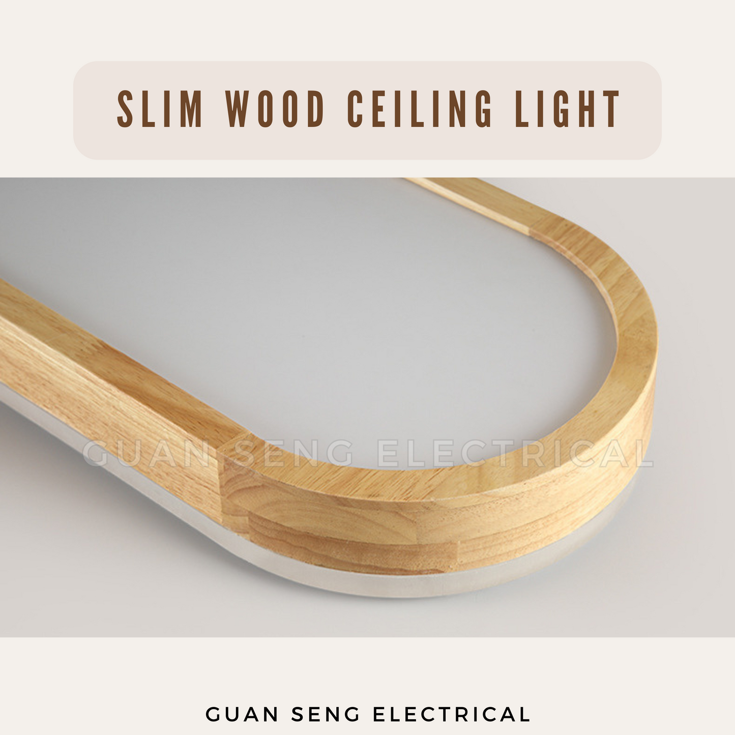 Slim Wood Ceiling Light Selectable CCT Tri-Tone