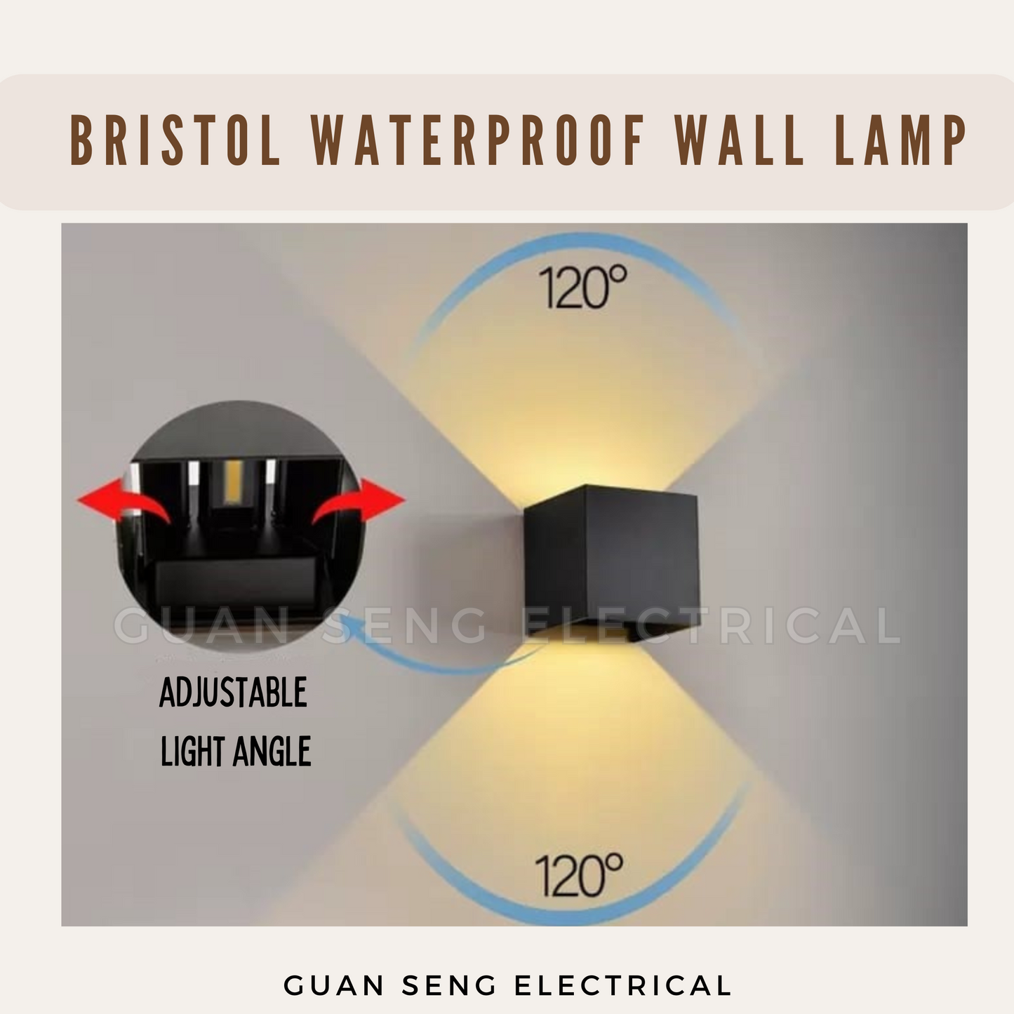 Bristol Waterproof Wall Lamp - IP65 12W LED Indoor Outdoor Adjustable Light