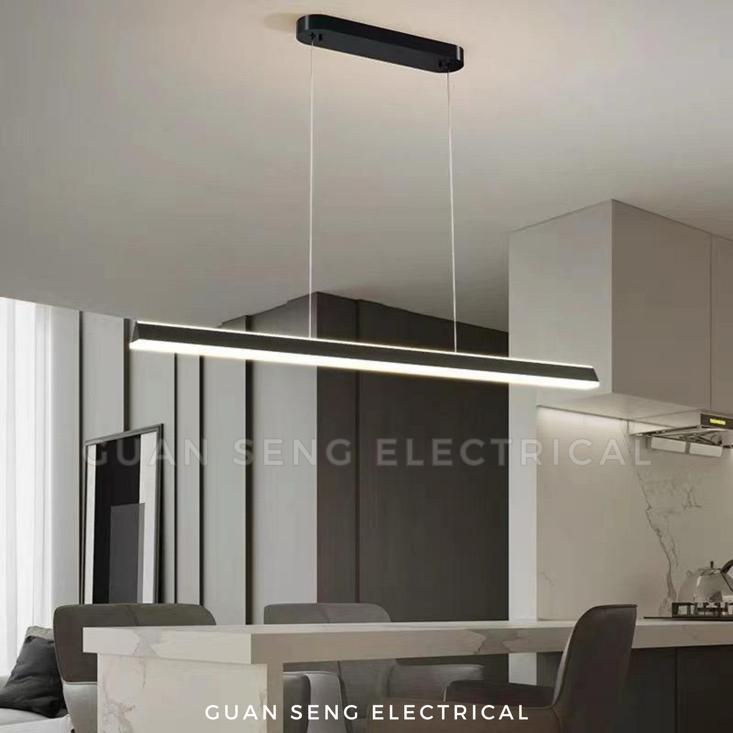 Linear Black Pendant Light 37W 3Tone Tri-tone with Remote Controller