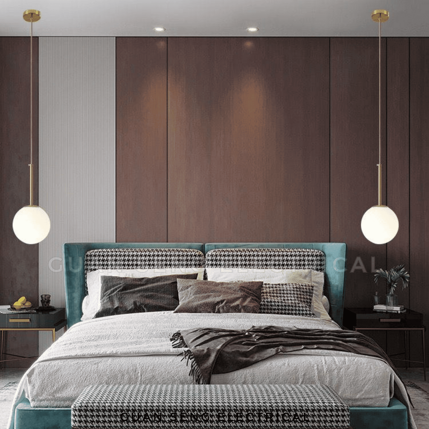 Frosted Glass Globe Pendant Light Gold E27