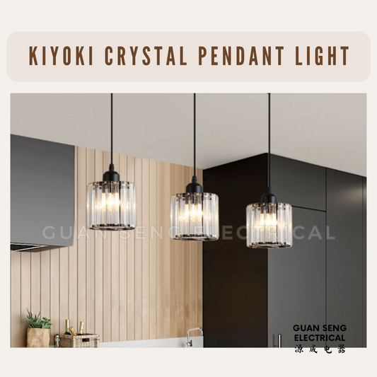 Kiyoki Crystal Single Pendant Light Black Gold E27 Bulb