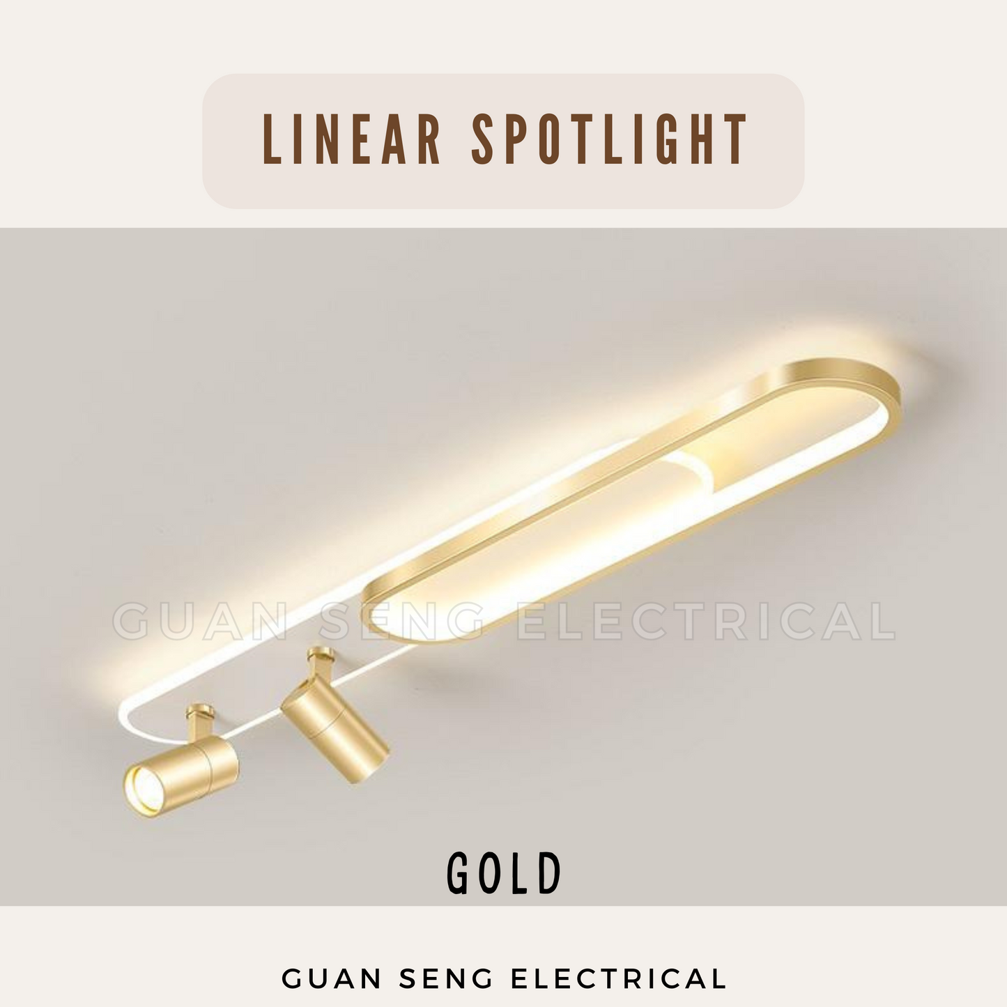 Linear Spotlight Ceiling Light Black Gold Cool White